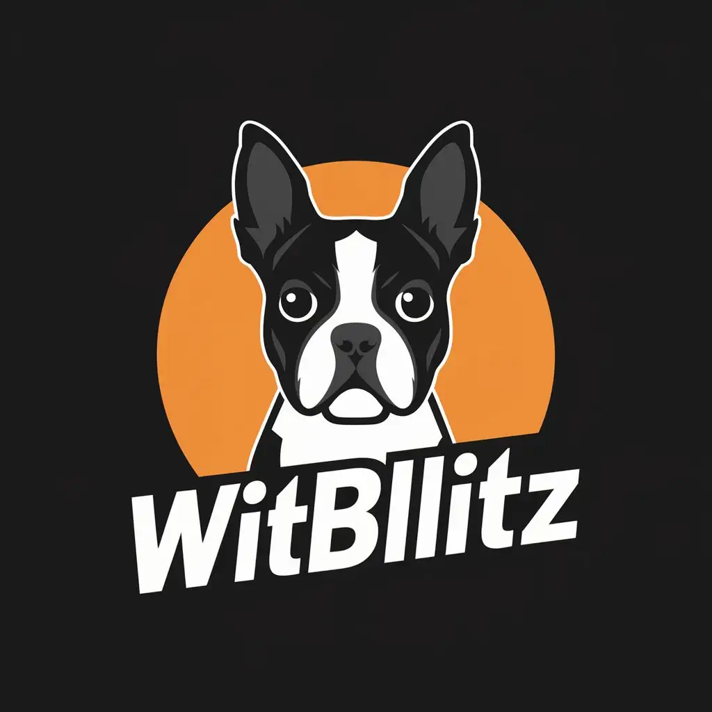 LOGO-Design-For-Witblitz-Energetic-Boston-Terrier-with-Dynamic-Typography-for-Sports-Fitness-Industry