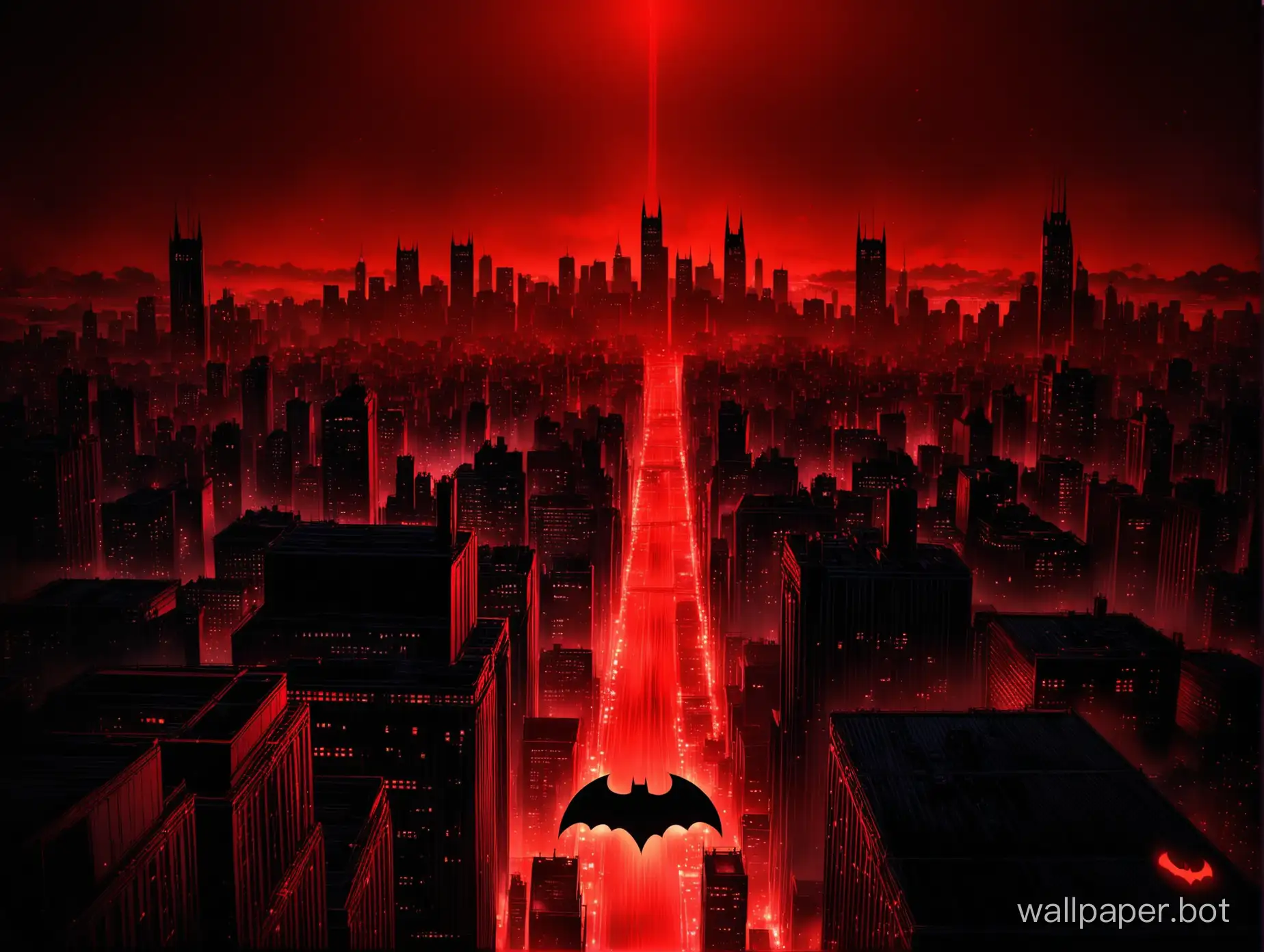 batman, black and red lighting, gotham city, anime, 8k