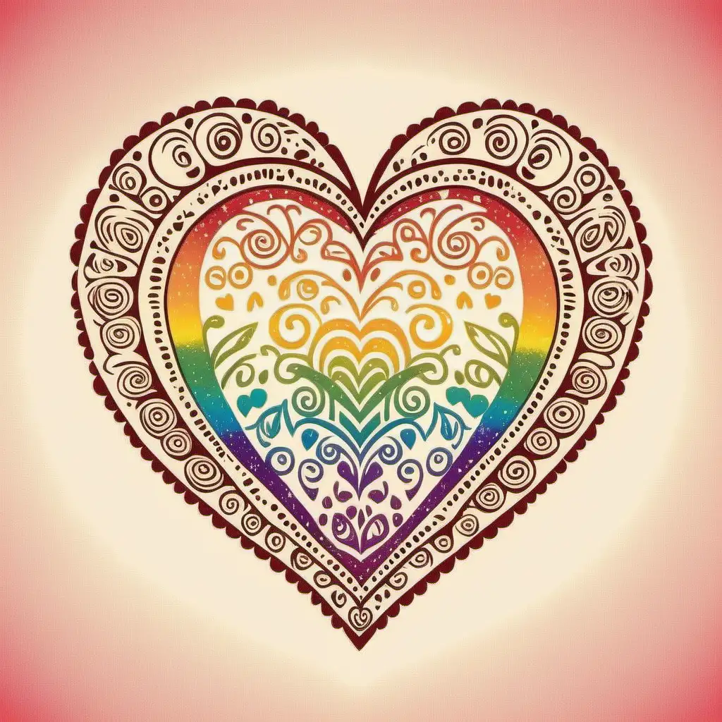 Colorful Bohemian Heart Rainbow Cartoon SVG