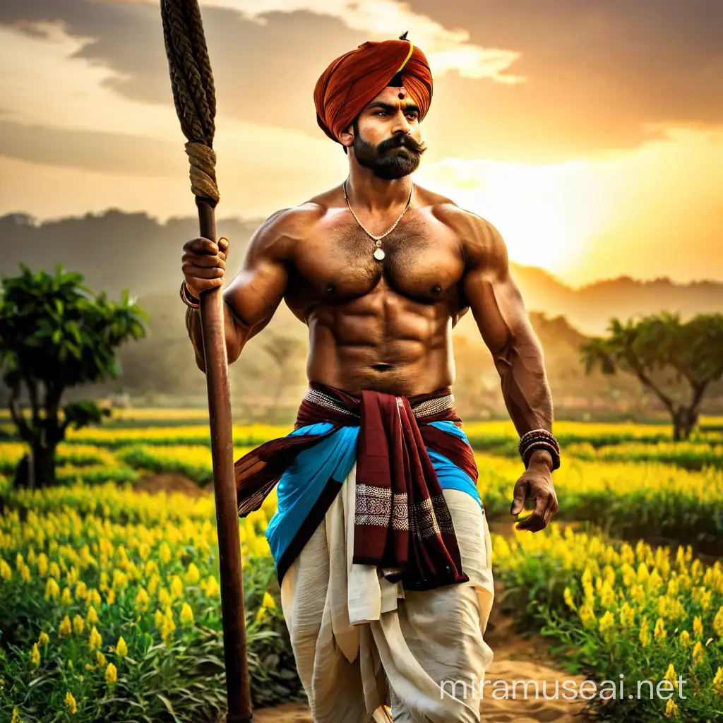 Indian Strong Man Performing Traditional Wrestler Stunts