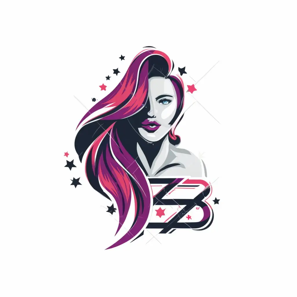 LOGO-Design-for-GZB-Long-Hair-Girl-Symbol-in-Sexual-Pink-Purple-for-Entertainment-Industry