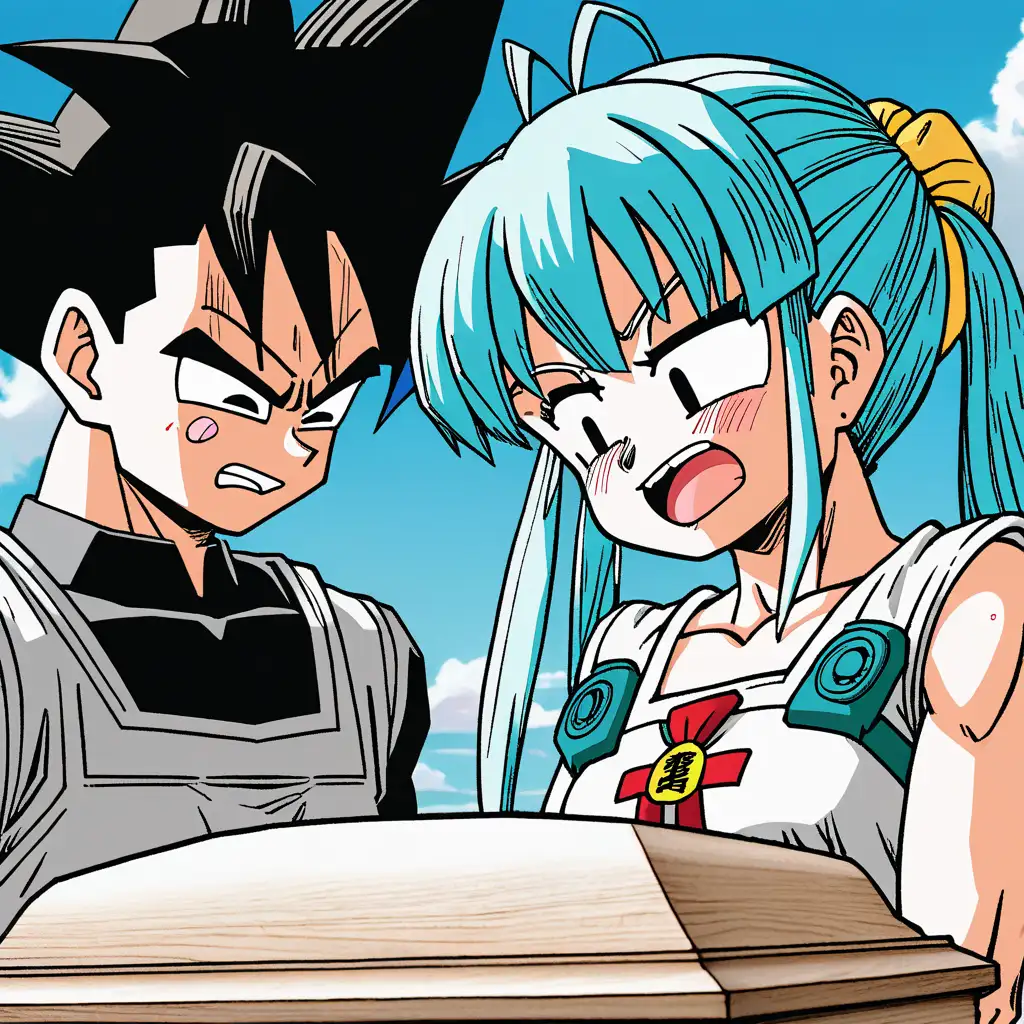 Goku and Bulma Mourning at a Funeral