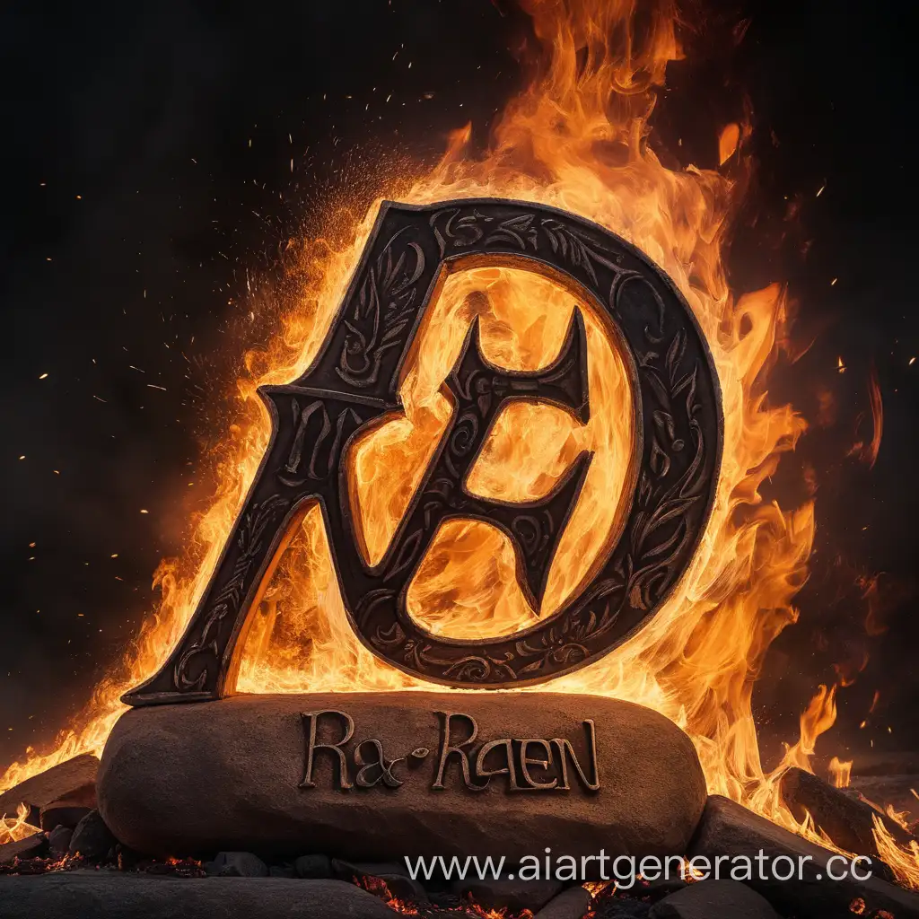 Надпись Raen в огне
