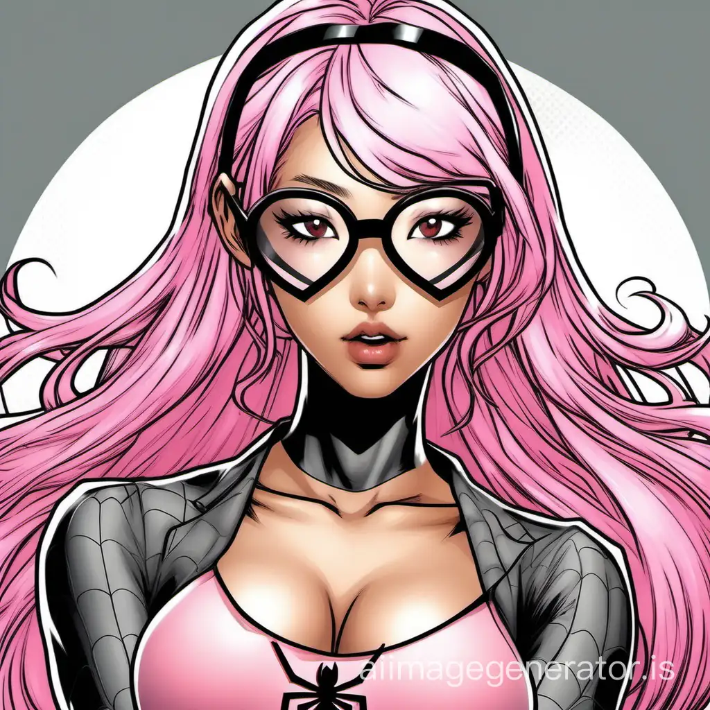 Sultry-Spiderwoman-with-Pastel-Pink-Hair-and-Bunny-Ears-in-Flirtatious-Comic-Panel
