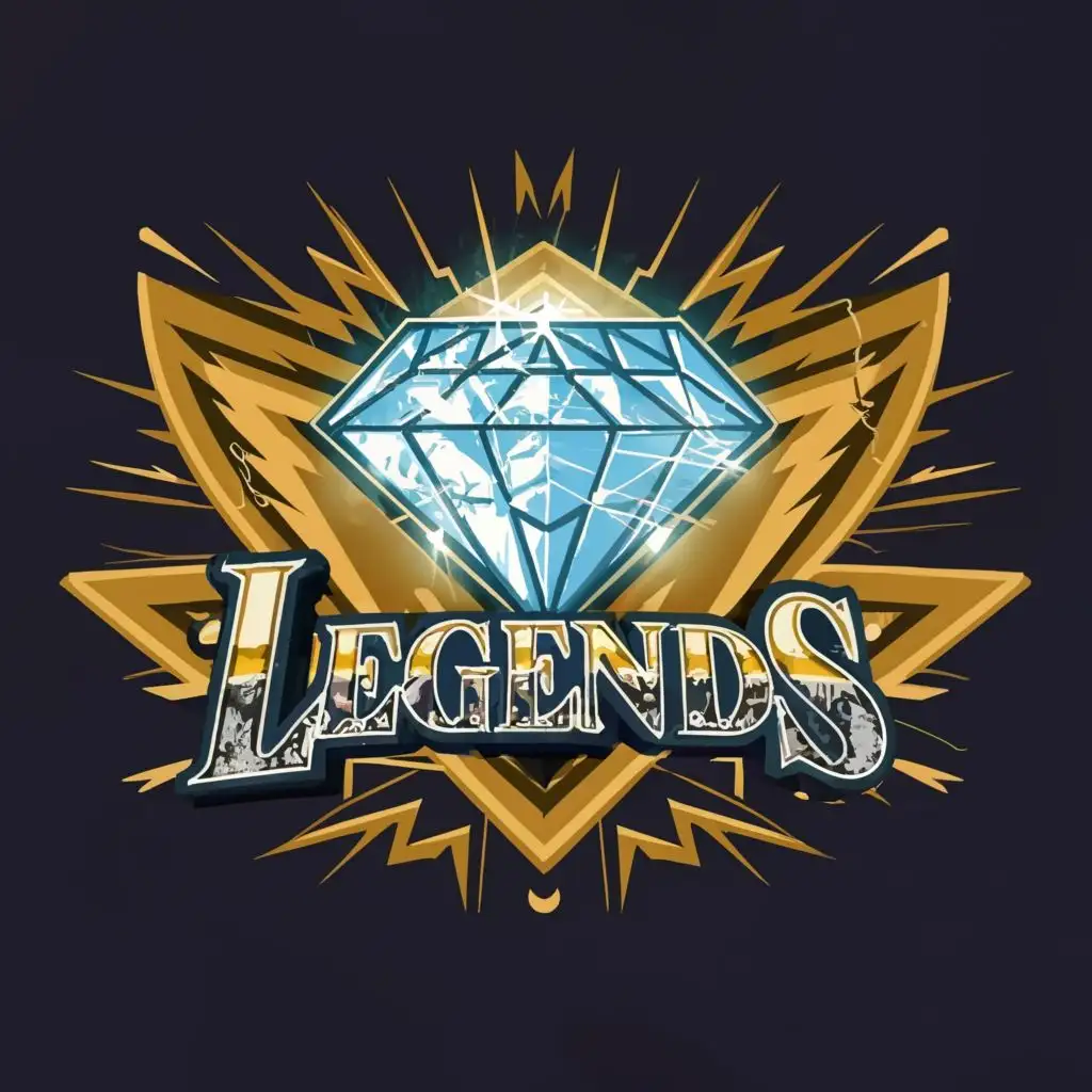 logo, diamond, thunder, shadow, moon, with the text "legends", typography