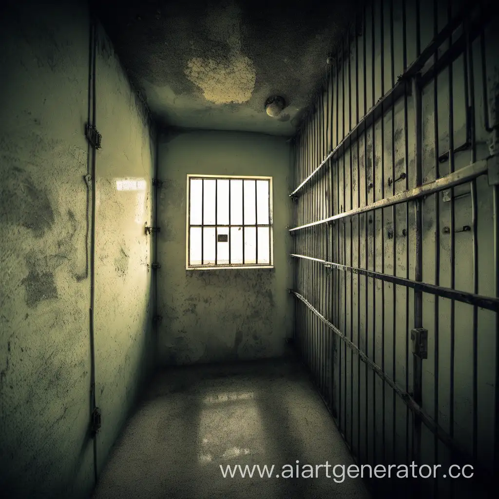 Lonely-Prison-Cell-with-Faint-Light