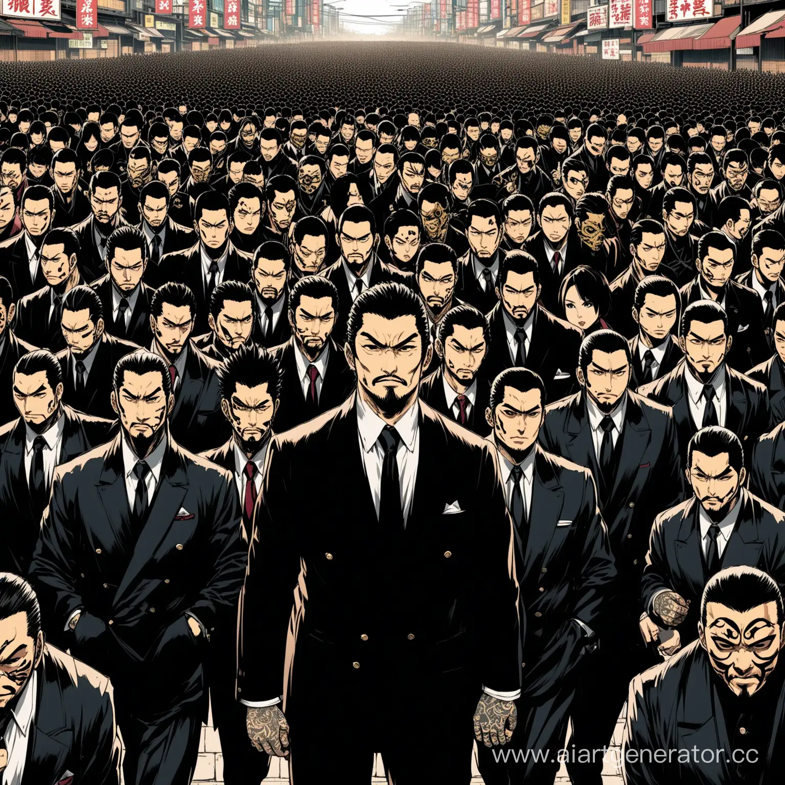 Anime-Art-Mysterious-Yakuza-Gathering-in-Black-Coats-and-Masks
