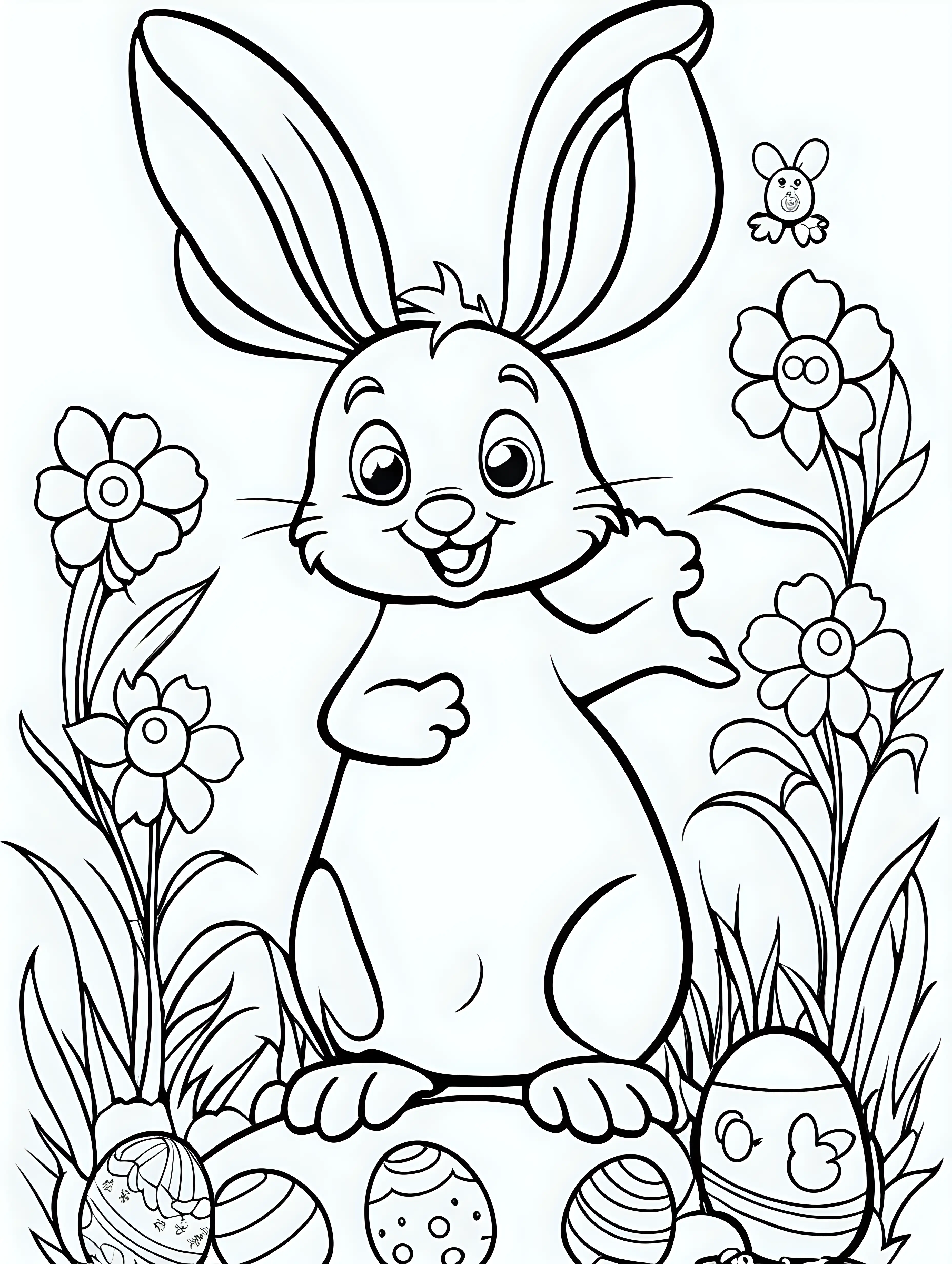 Easter Egg Coloring Page for Kids 47 Clean Line Art on White Background