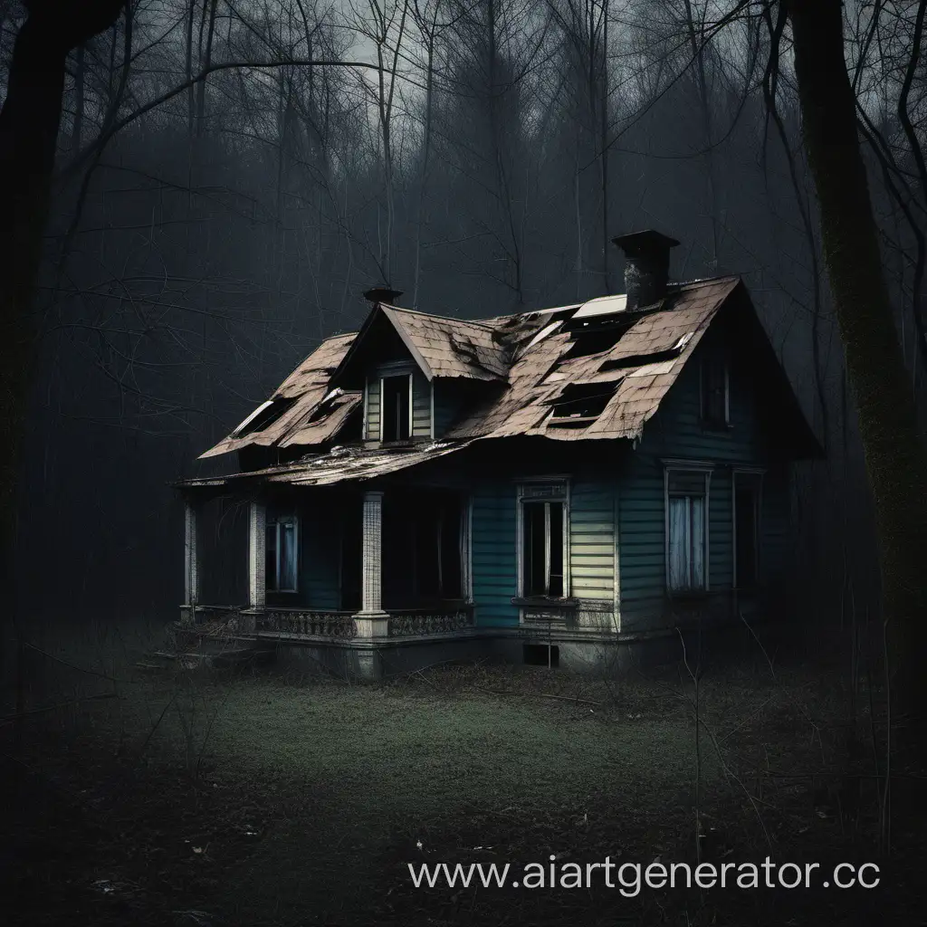 старый заброшенный дом в темном лесу одноэтажный 