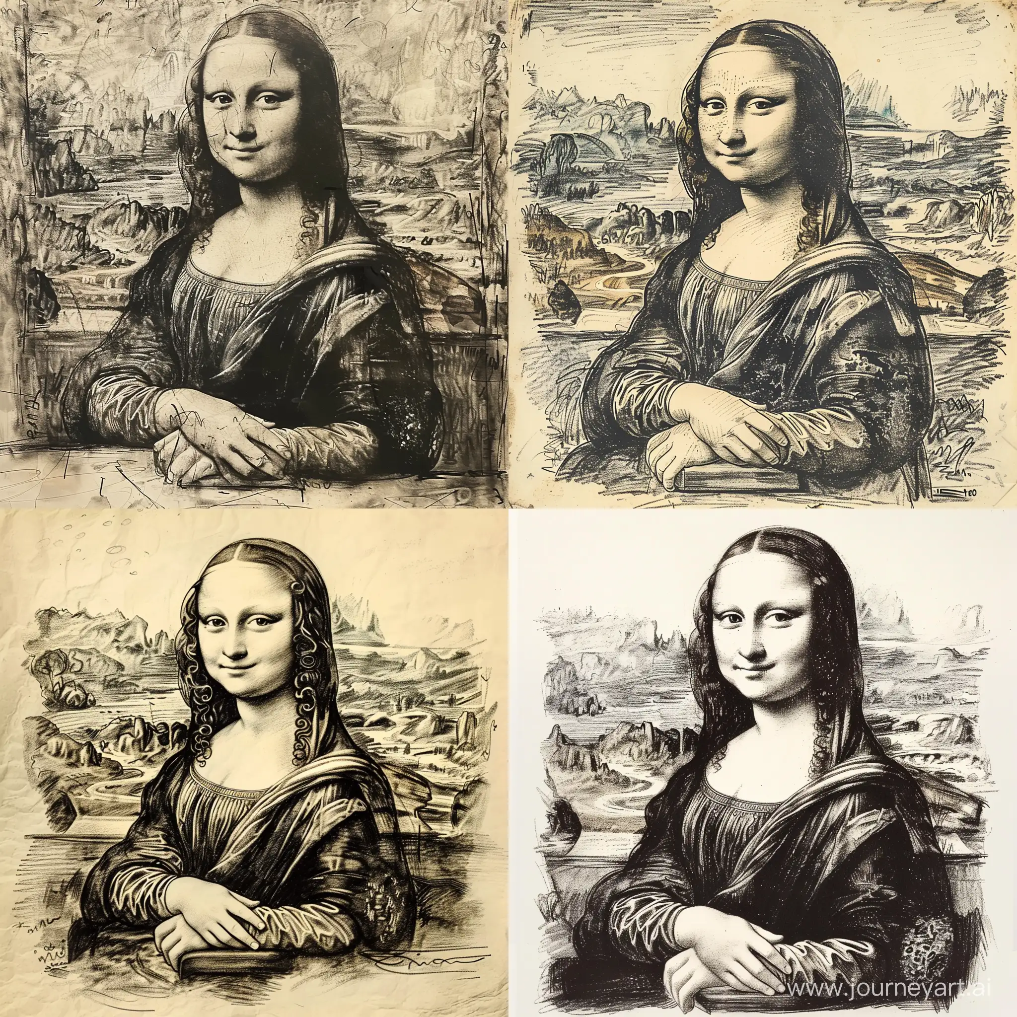 Childs-Rendition-of-Mona-Lisa-Portrait-Drawing