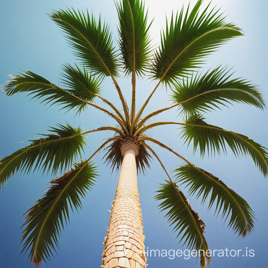 Tropical-Paradise-Vibrant-Palm-Tree-Against-Azure-Sky