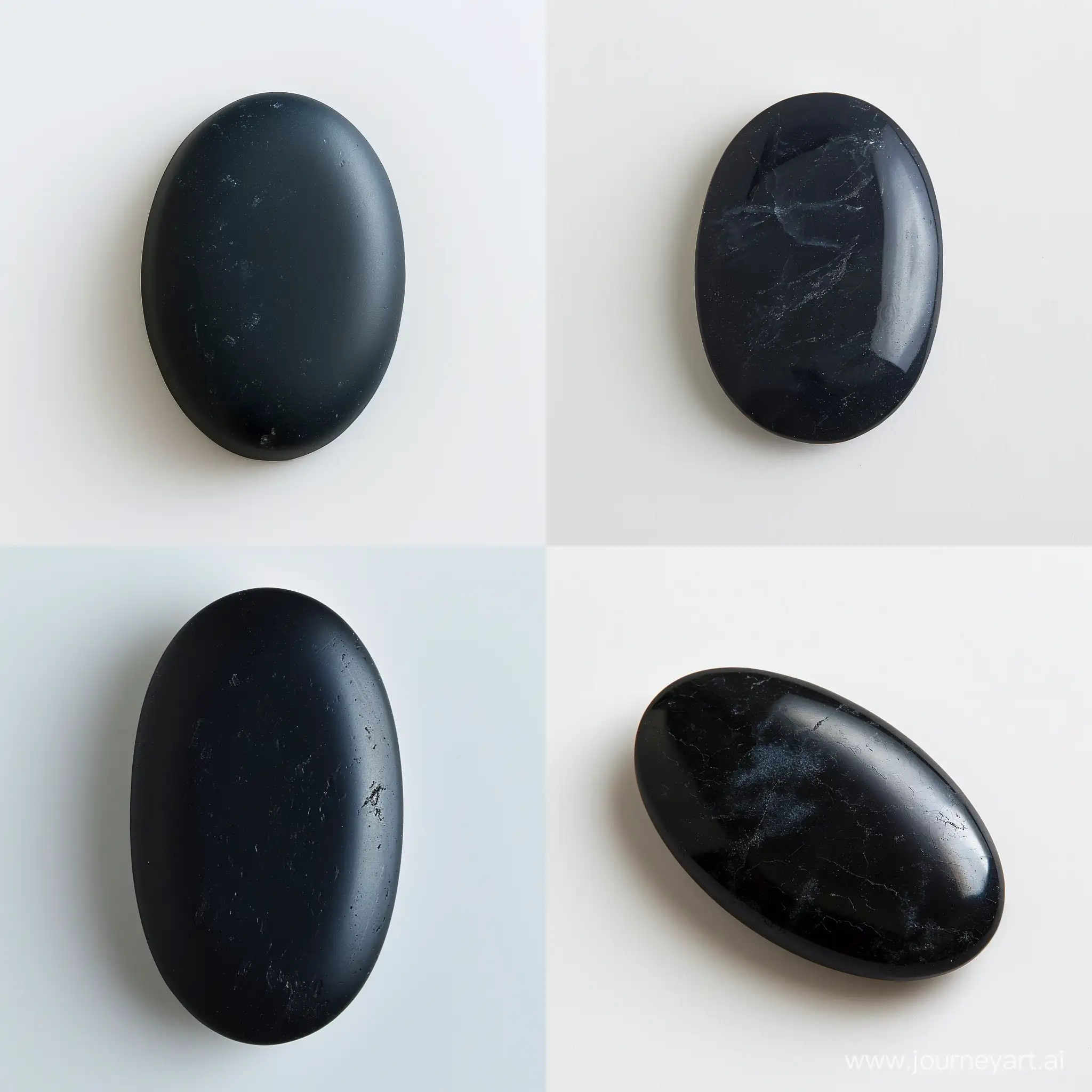 Elegant-Matte-Black-Oval-Stone-Cabochon-on-White-Background