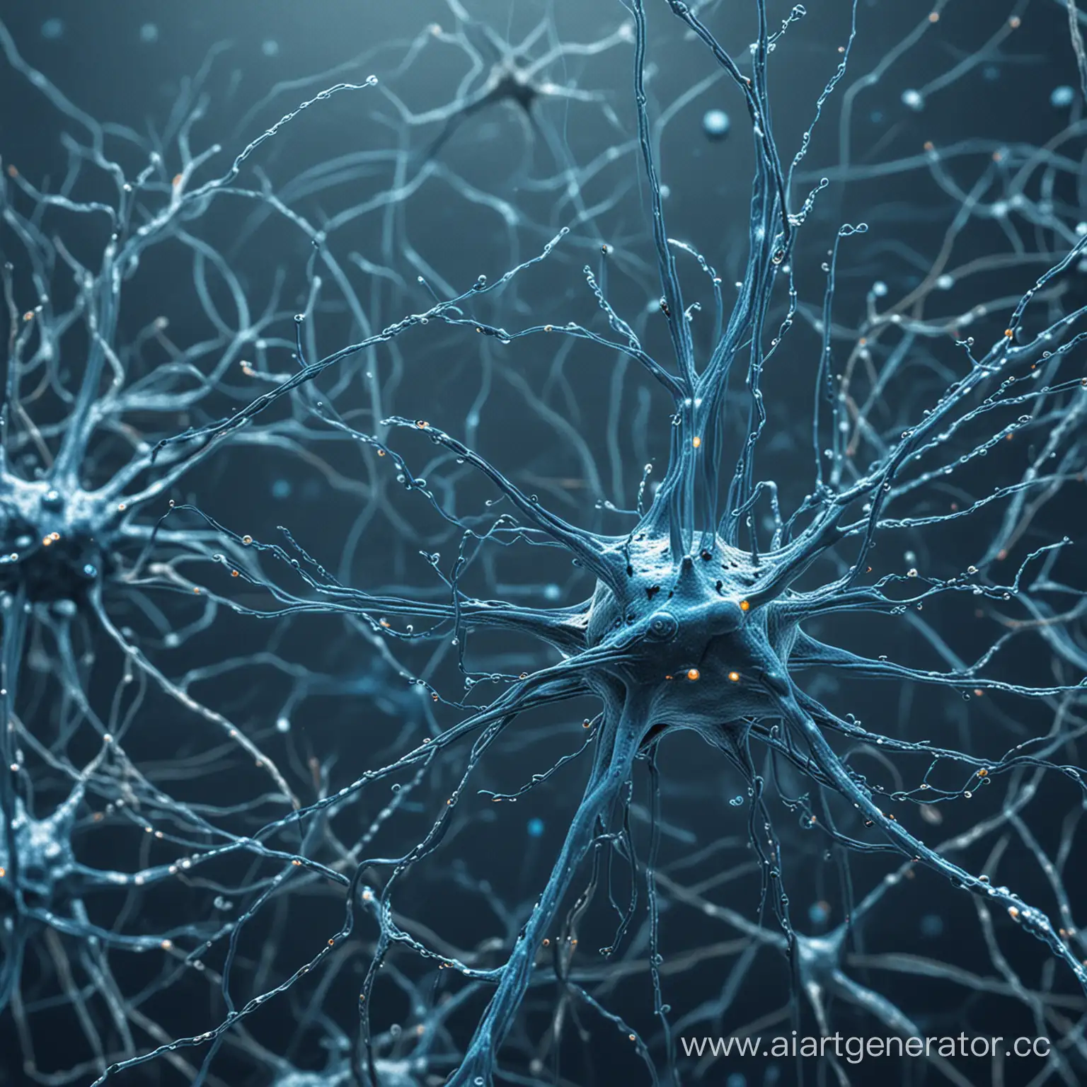 нейроны человека, голубой цвет, рассказ о нейросетях