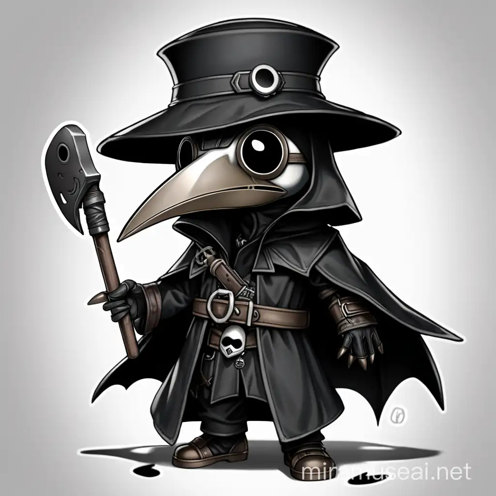 Adorable Chibi Plague Doctor Character with Colorful Mask