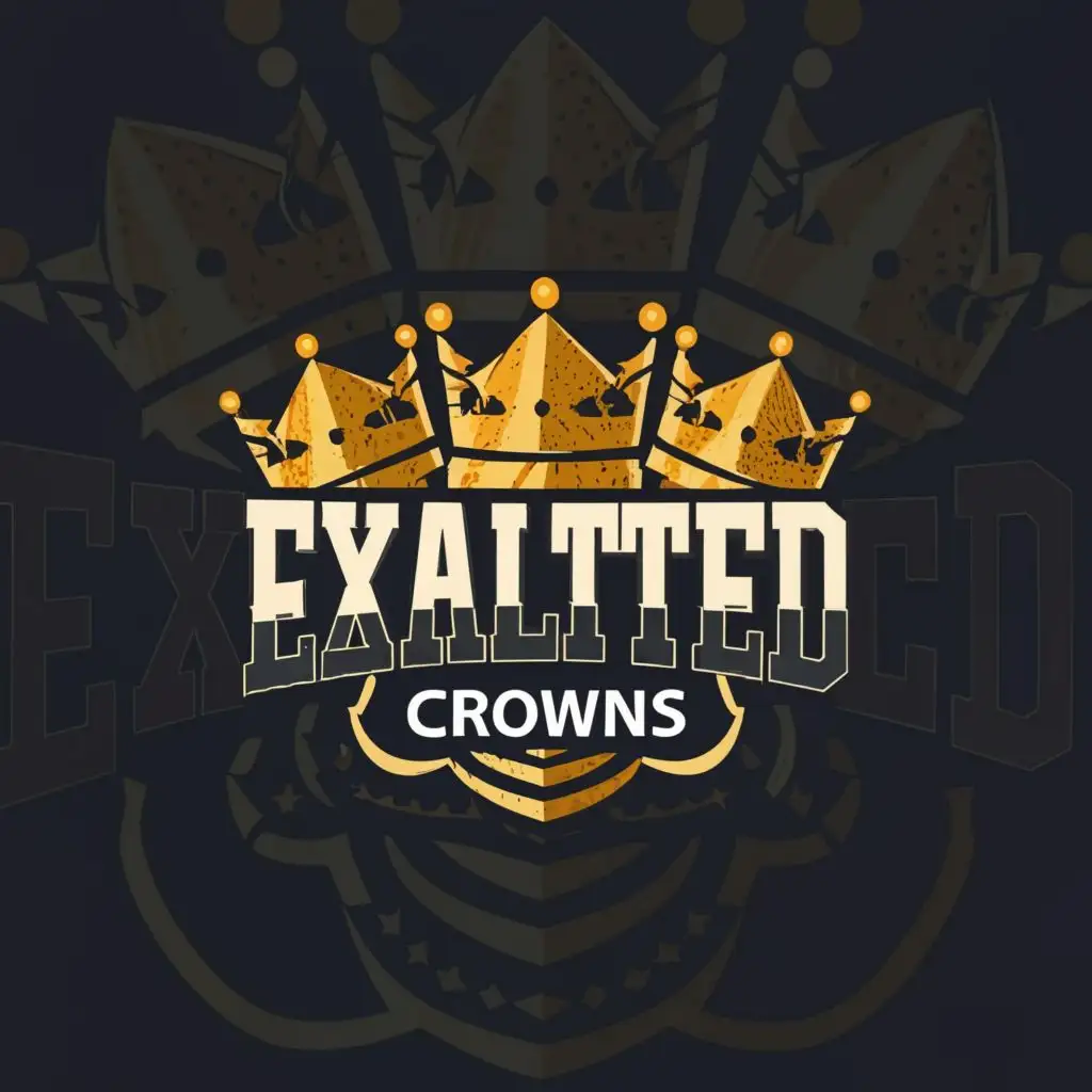logo, Crowns, with the text "Exalted Crowns", typography, be used in Entertainment industry