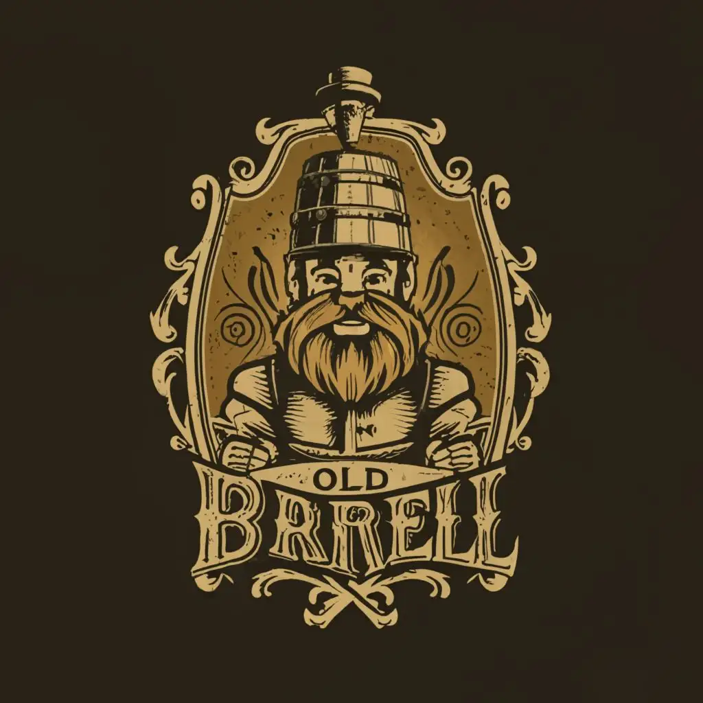 a logo design,with the text "Old Barrel Head", main symbol:A bearded man with a whiskey Barrel instead of a head,complex,be used in Restaurant industry,clear background