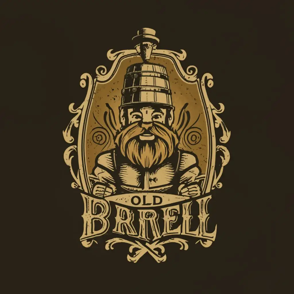 LOGO-Design-For-Old-Barrel-Head-Whiskey-BarrelHeaded-Man-for-Rustic-Restaurant