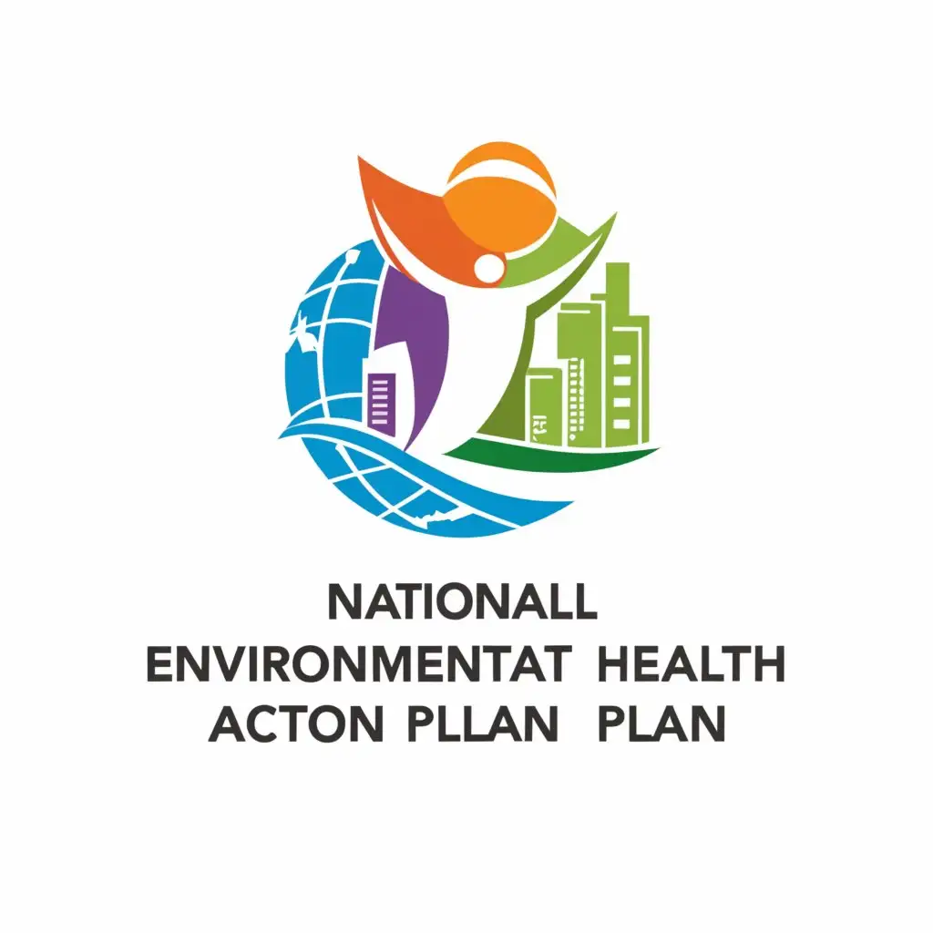 a logo design,with the text "NATIONAL ENVIRONMENTAL HEALTH ACTION PLAN", main symbol:Environmental health, Healthy City,Moderate,clear background