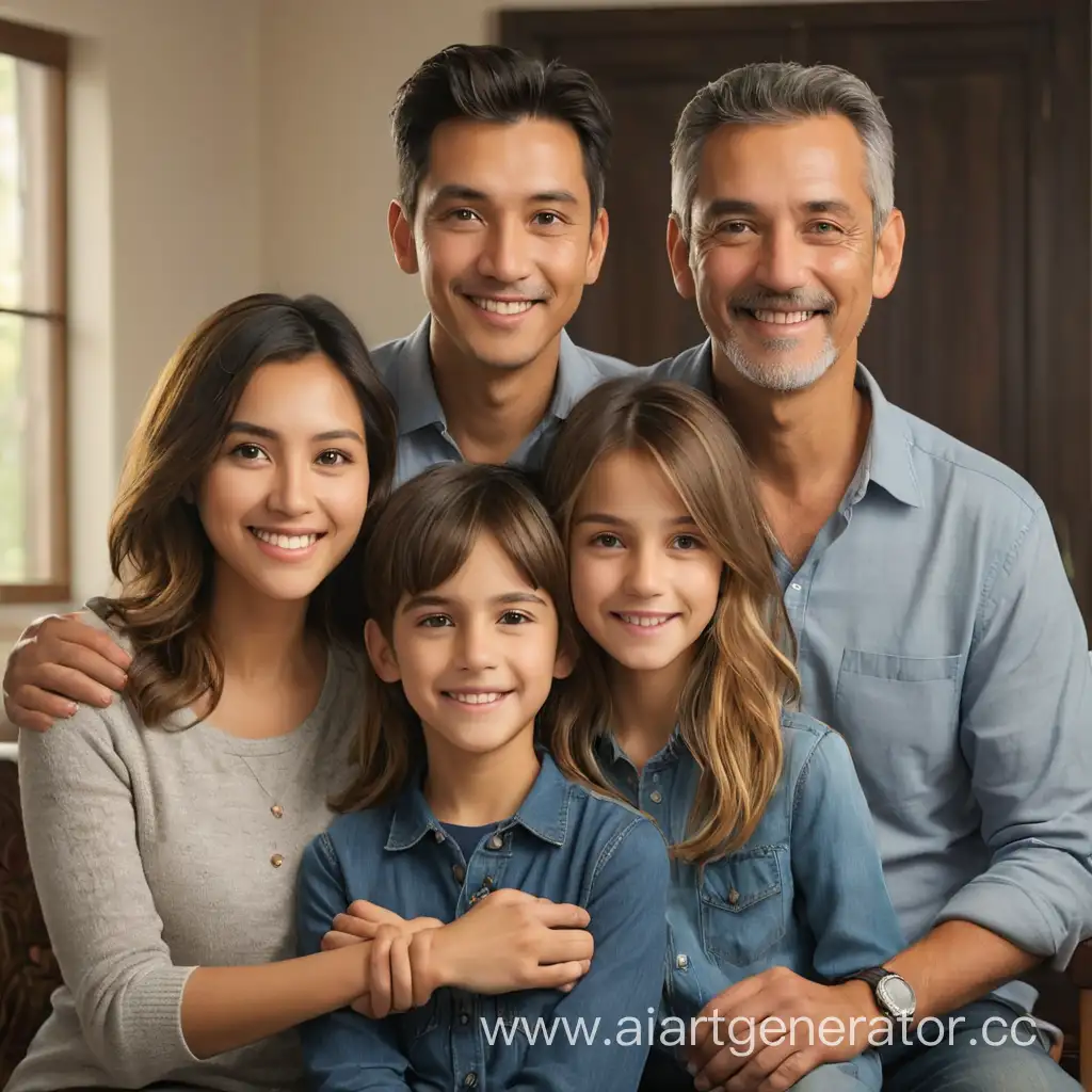 Happy-Family-Portrait-with-Mother-Father-Daughter-and-Son