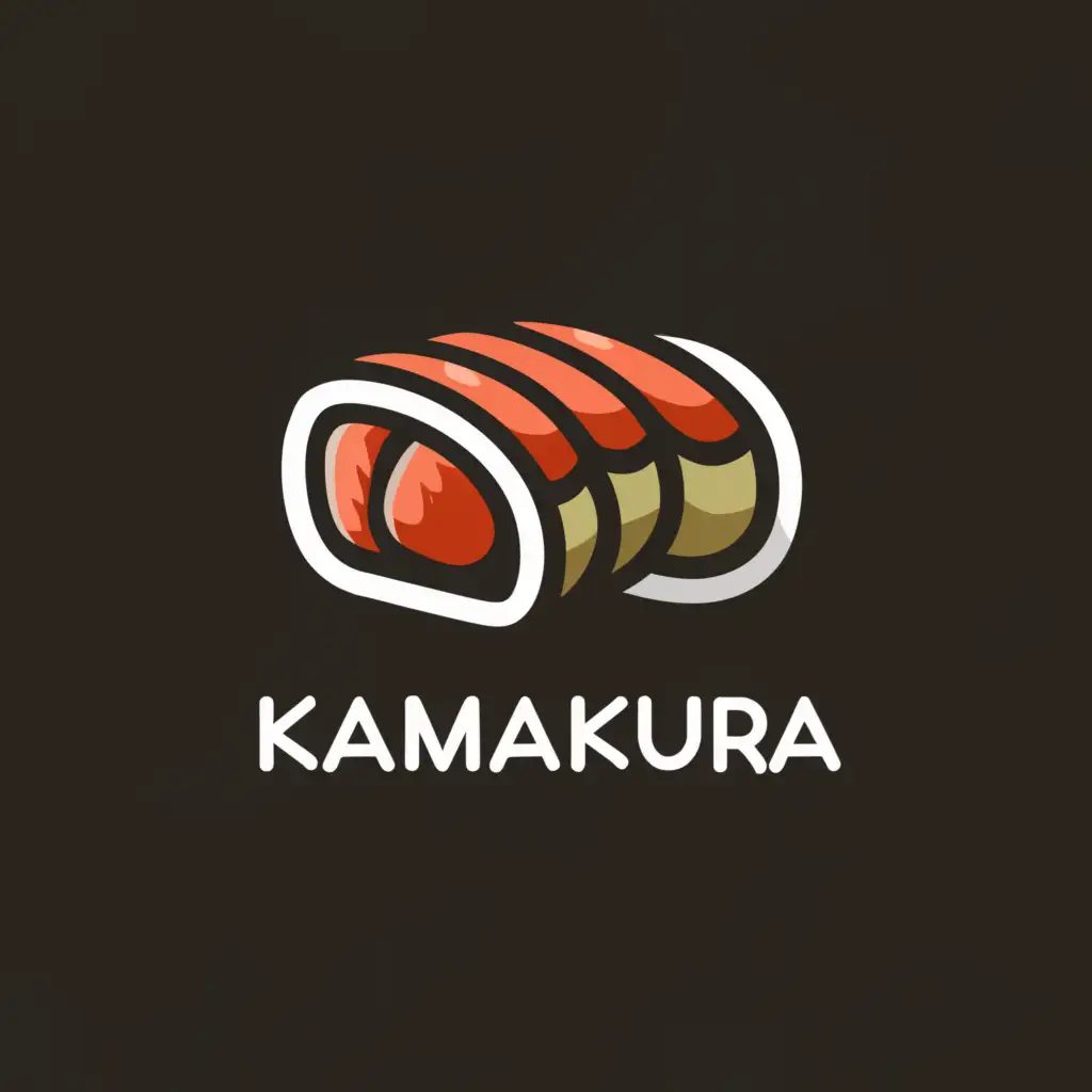 a logo design,with the text "KAMAKURA", main symbol:sushi and samurai,Moderate,be used in Restaurant industry,clear background