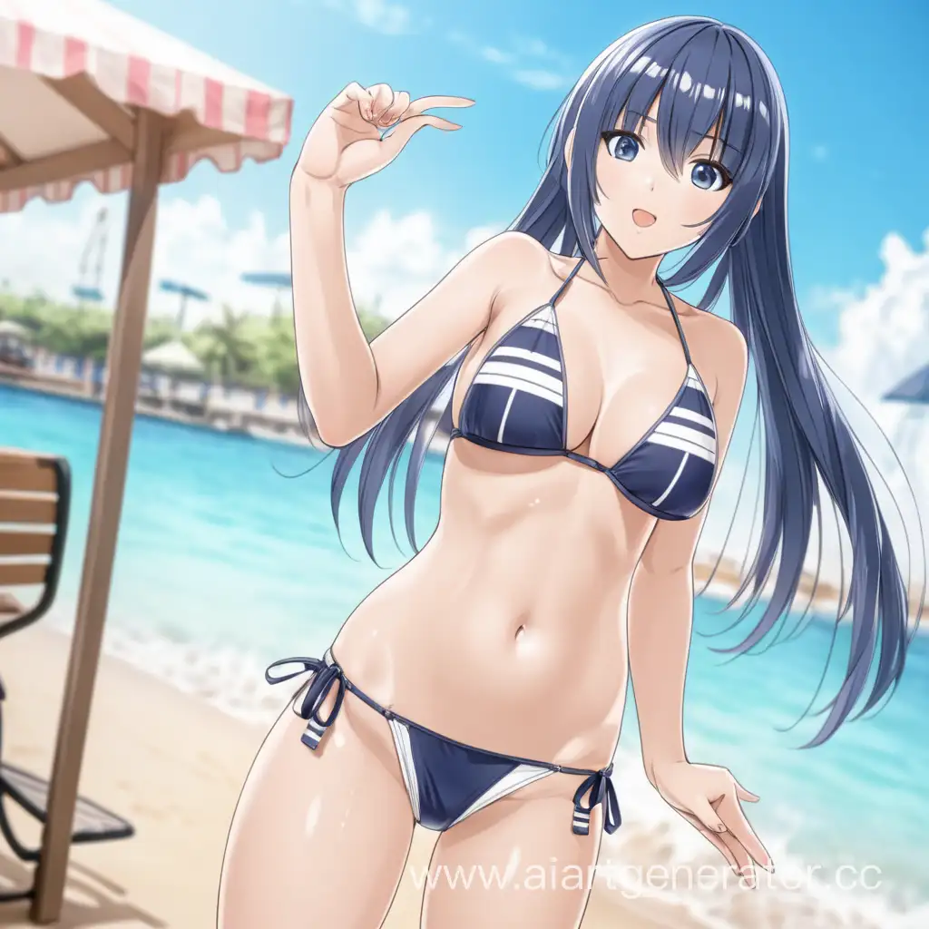 BikiniClad-Anime-Girl-with-Medium-Bust-Size-Relaxing-by-the-Beach