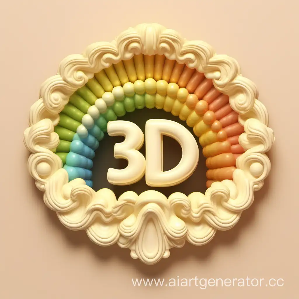Vintage-3D-Cream-Rainbow-Frame-Logo