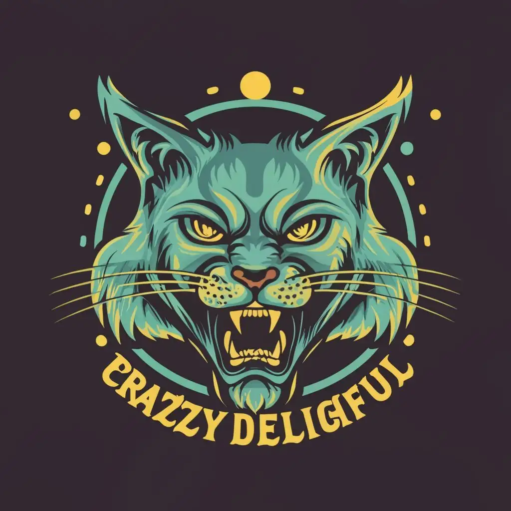 logo, Scary cat, with the text "CrazyDelightful", typography