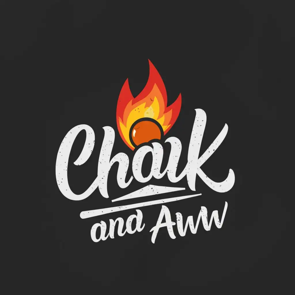 a logo design,with the text "Chalk and Aww", main symbol:flaming 9 ball cue chalk,Moderate,be used in Sports Fitness industry,clear background