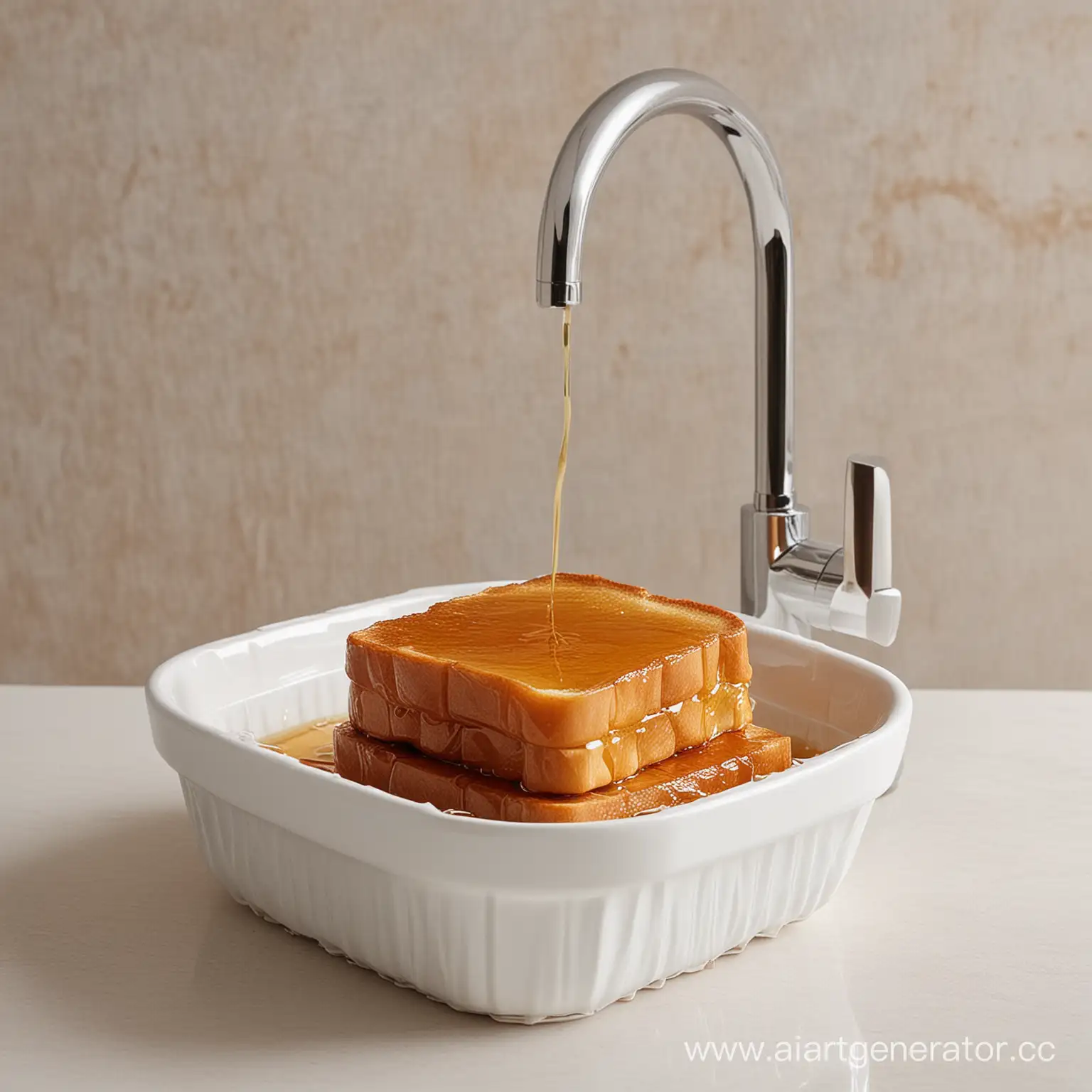 Sweet-Treat-Toast-with-Dripping-Honey-and-Ceramic-Washbasin