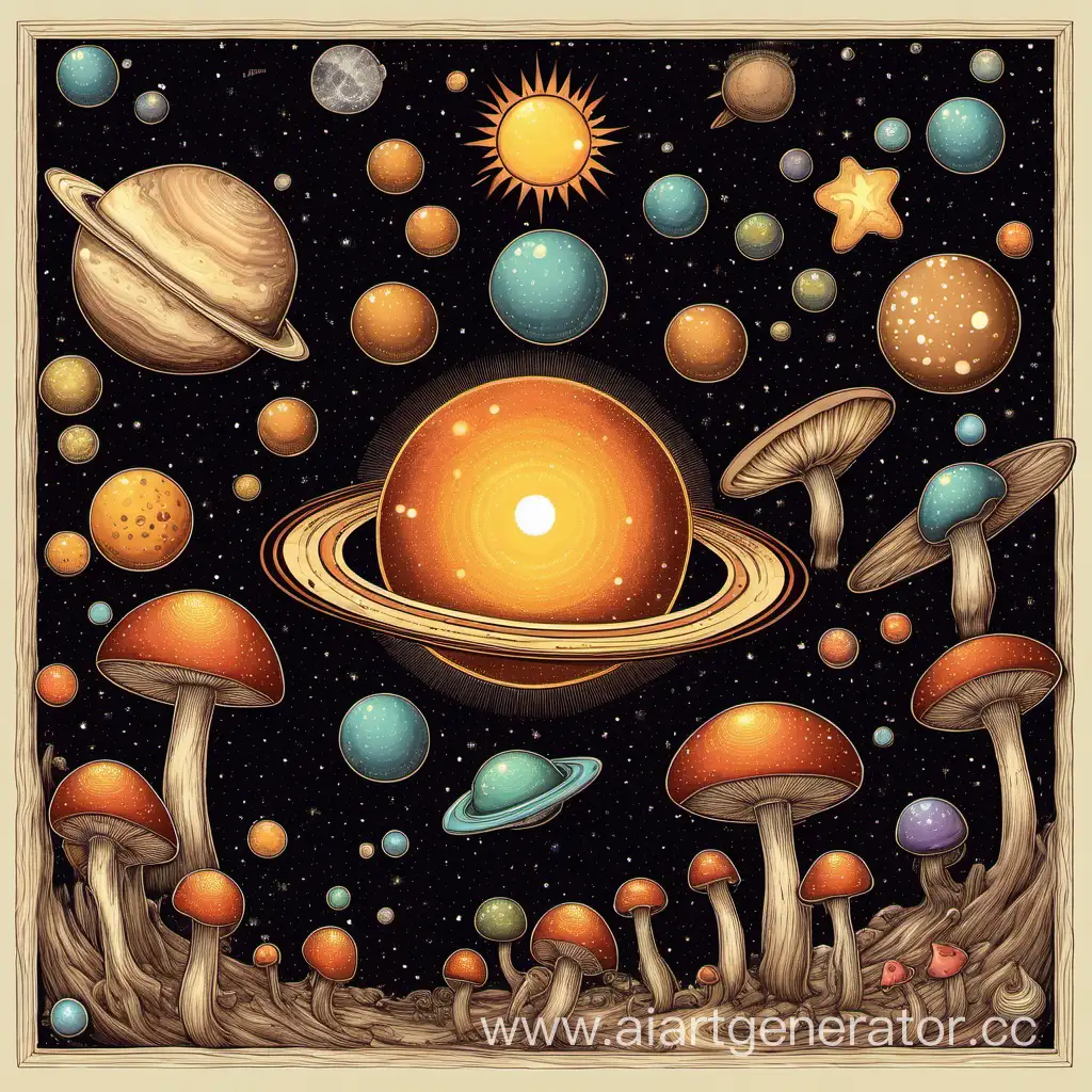 MushroomFilled-Solar-System-Art