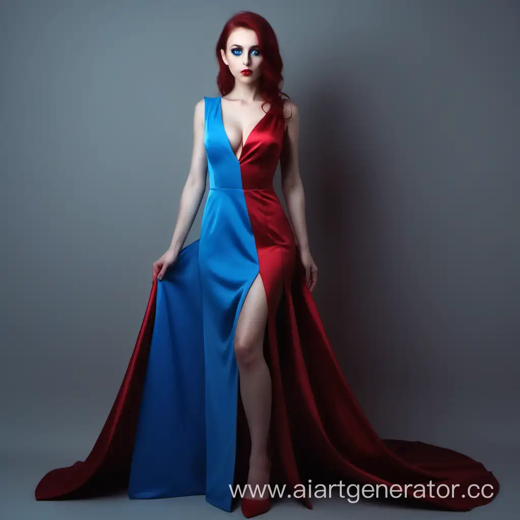 Elegant-Woman-in-Striking-Crimson-Dress-with-Mesmerizing-Blue-Eyes