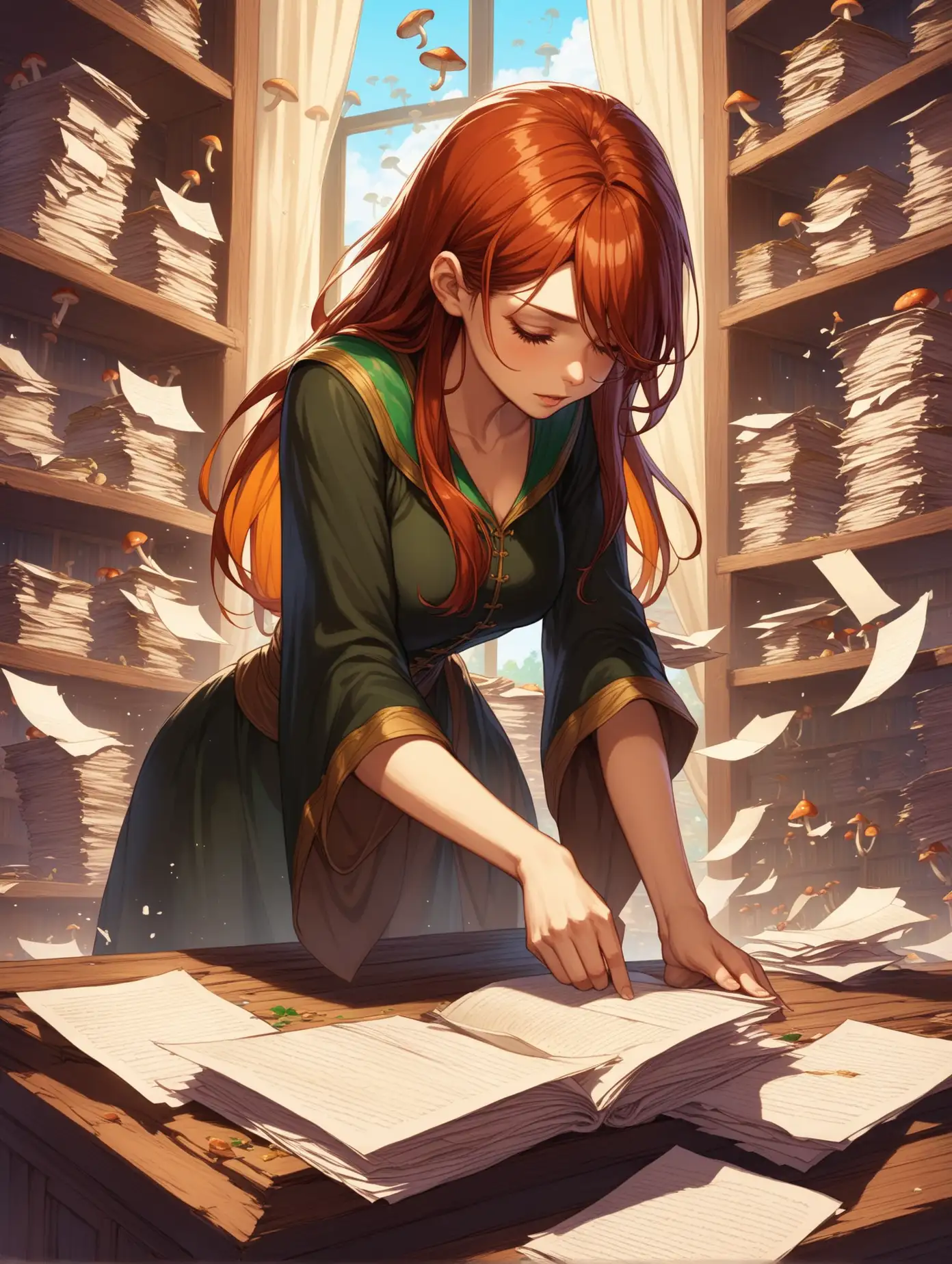Arcanists Chaos Towering Paper Pile in Ancient Study with Mischievous Demons