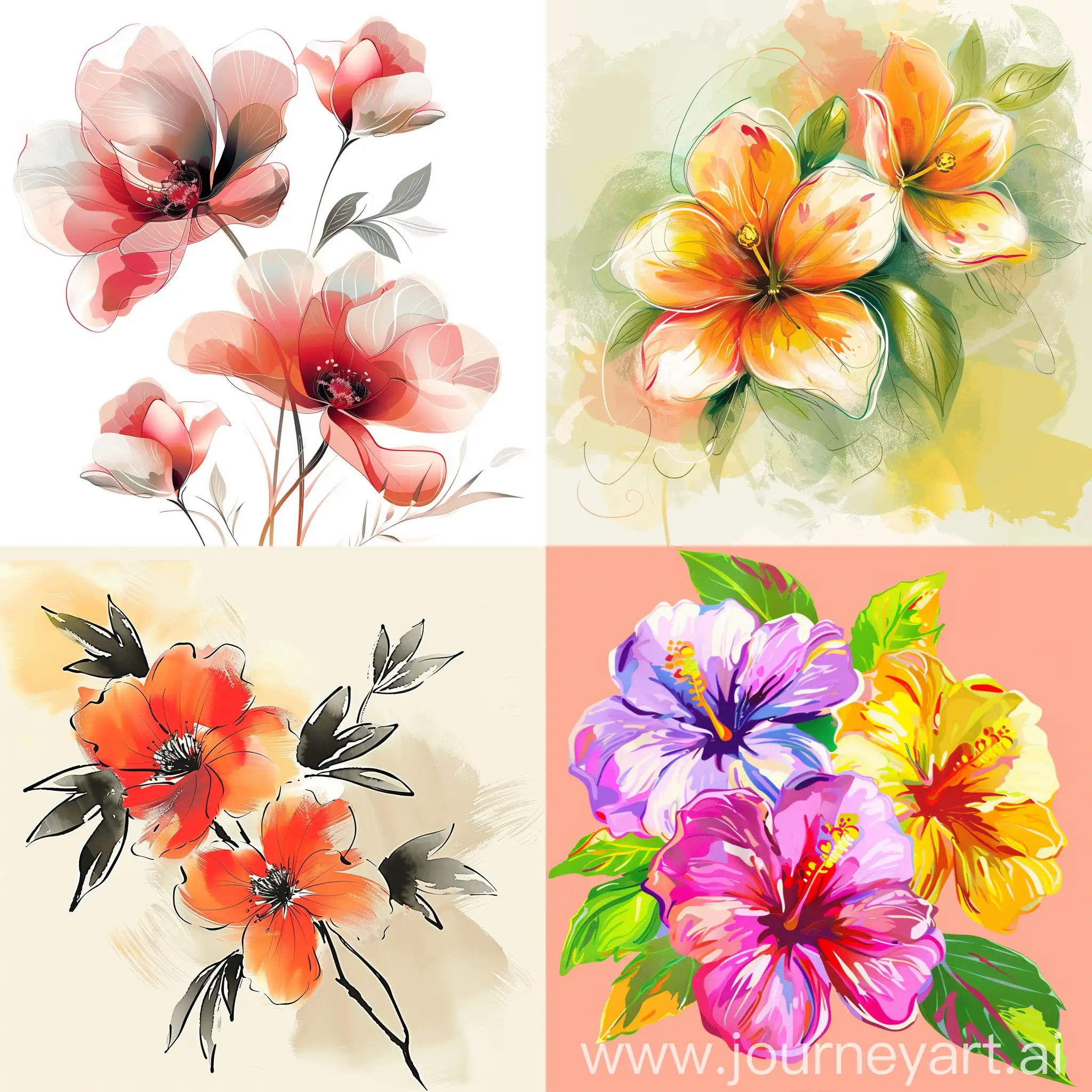 beautiful flower painting vector simple