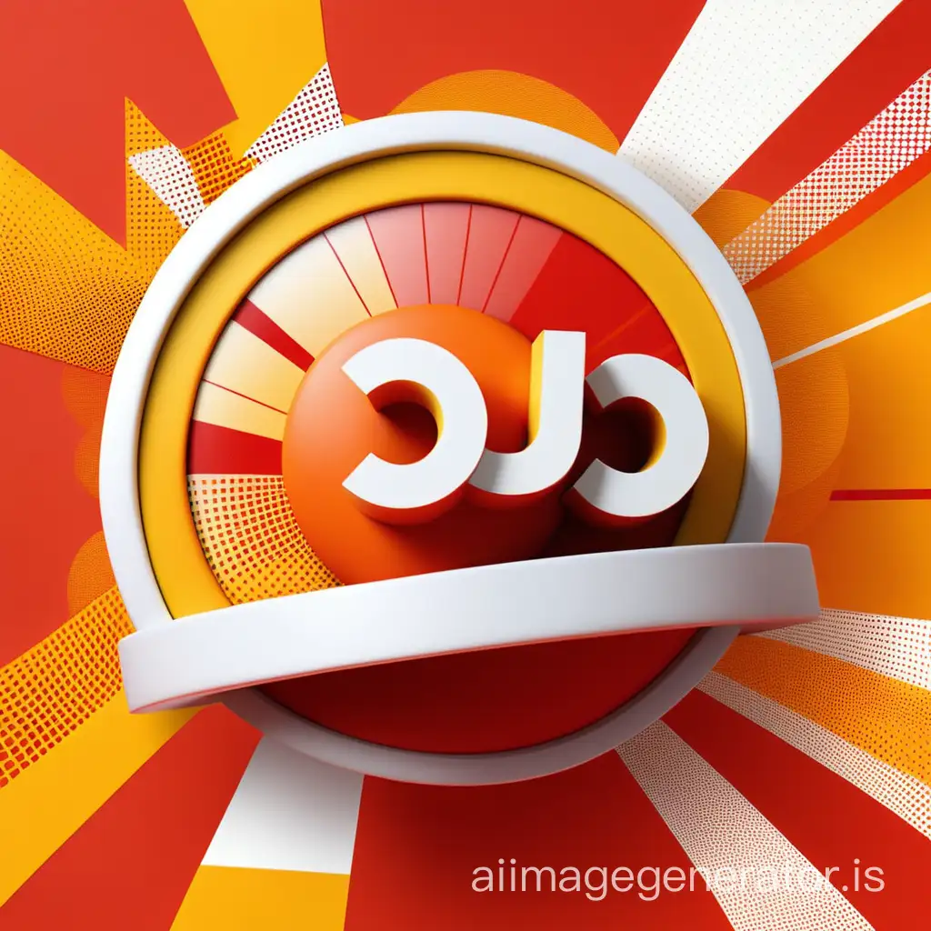 The image featuring creative graphic designs related to a morning show with white on a red and yellow colors. The background is orange and yellow, with a halftone pattern in the background.