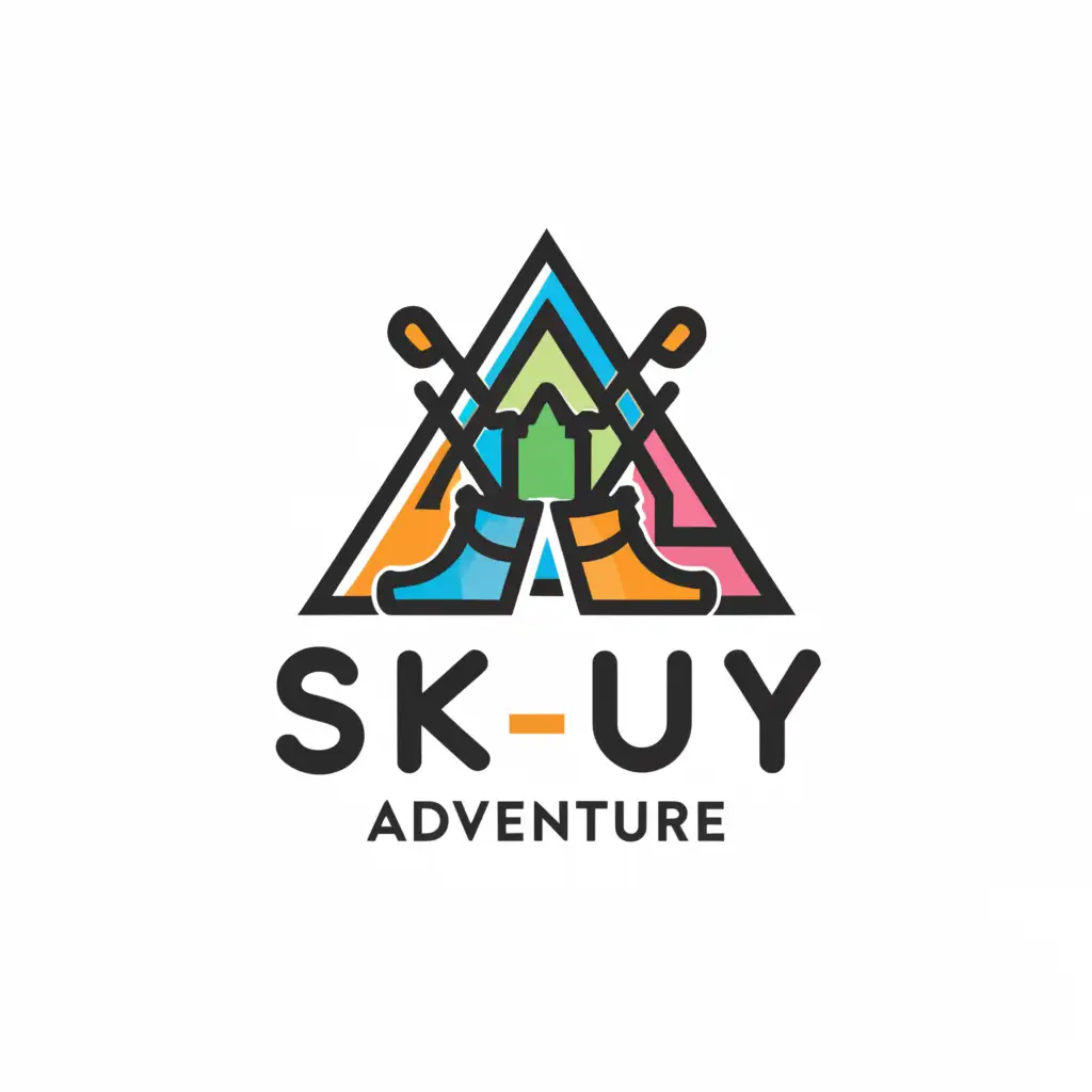 a logo design,with the text "SKUY ADVENTURE", main symbol:outdoor equipment rental,complex,be used in Sports Fitness industry,clear background