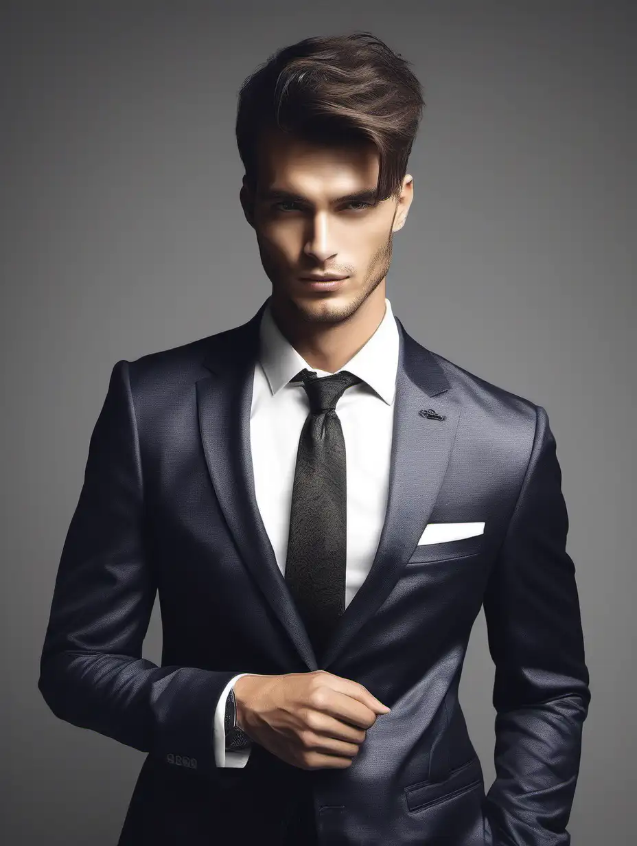 Stylish Businessman in Elegant Suit Poses for Portrait