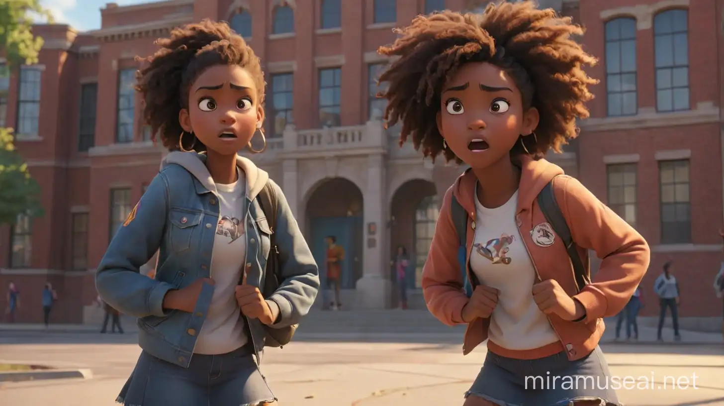 Courageous AfricanAmerican Teen Defending Friend Against Bully DisneyPixar Style Illustration