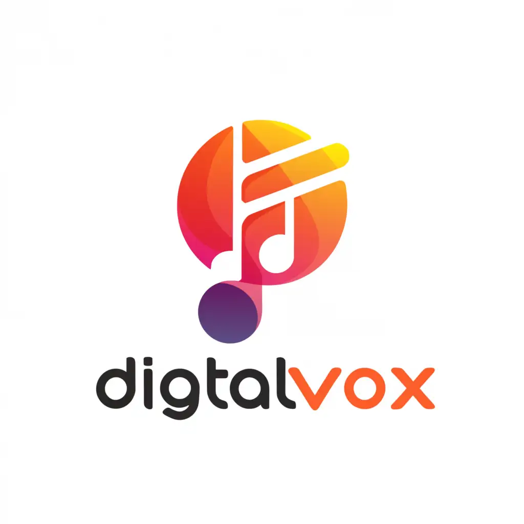 a logo design,with the text "DigitalVox", main symbol:music,Moderate,clear background