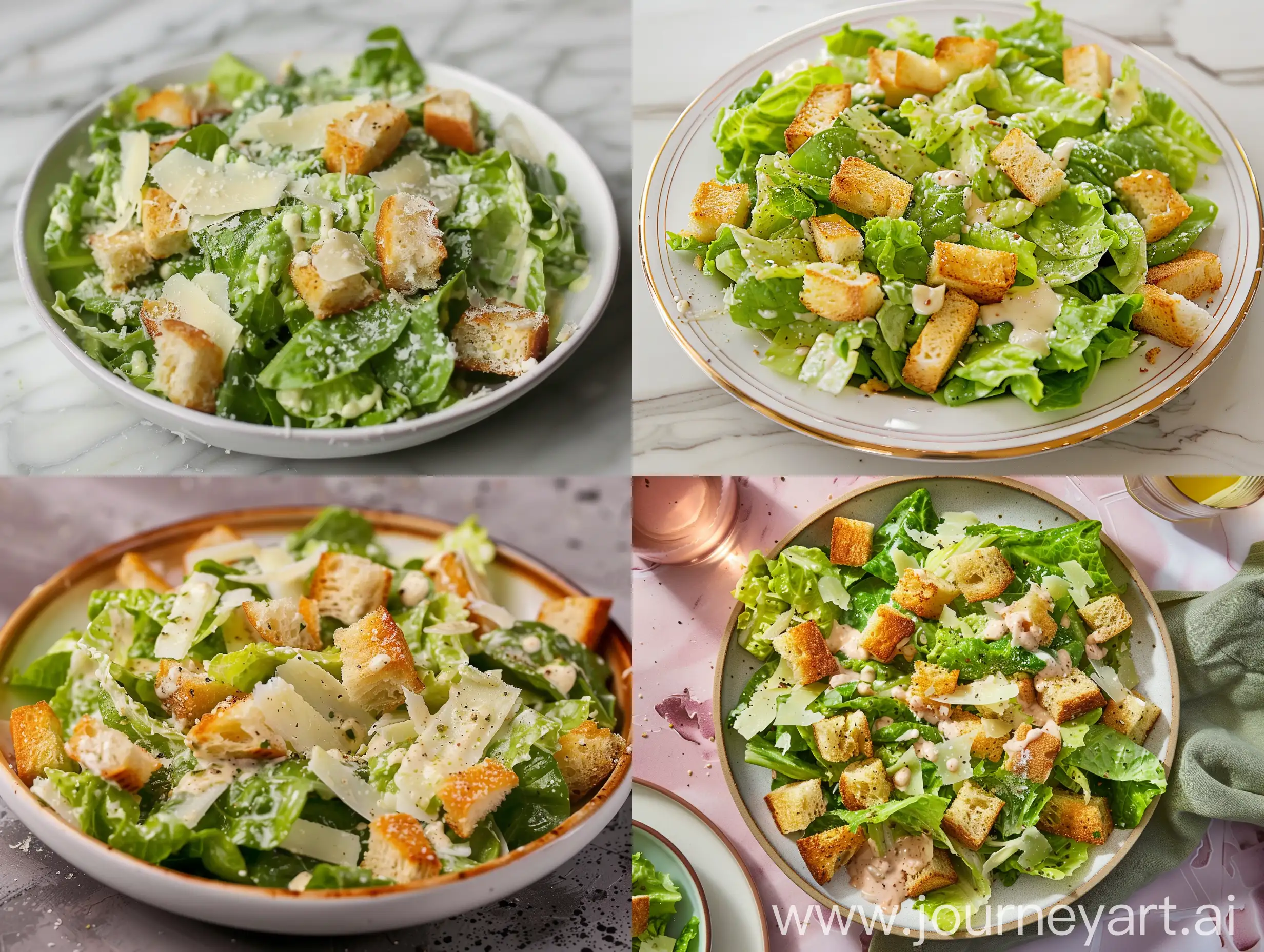 Real natural light photo of caesar salad