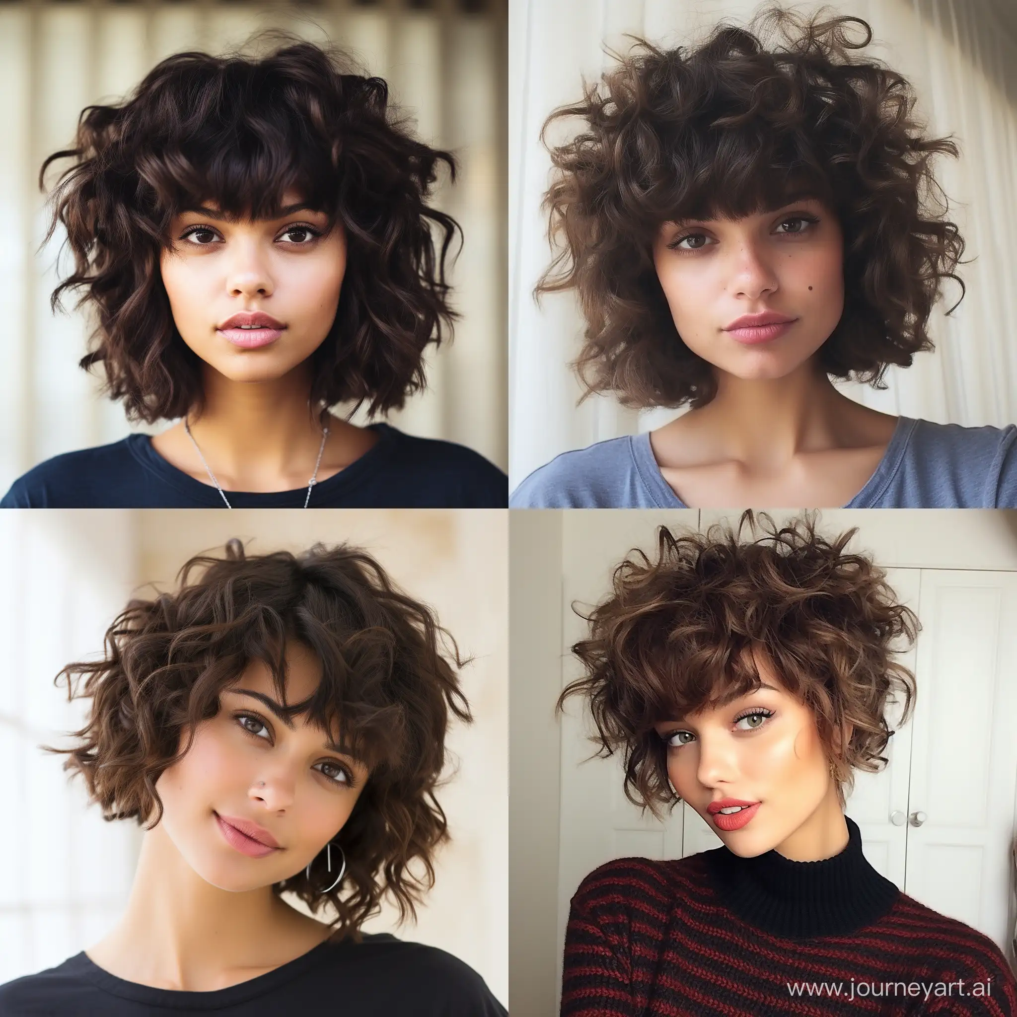 short curly women hairstyles with bangs 2024