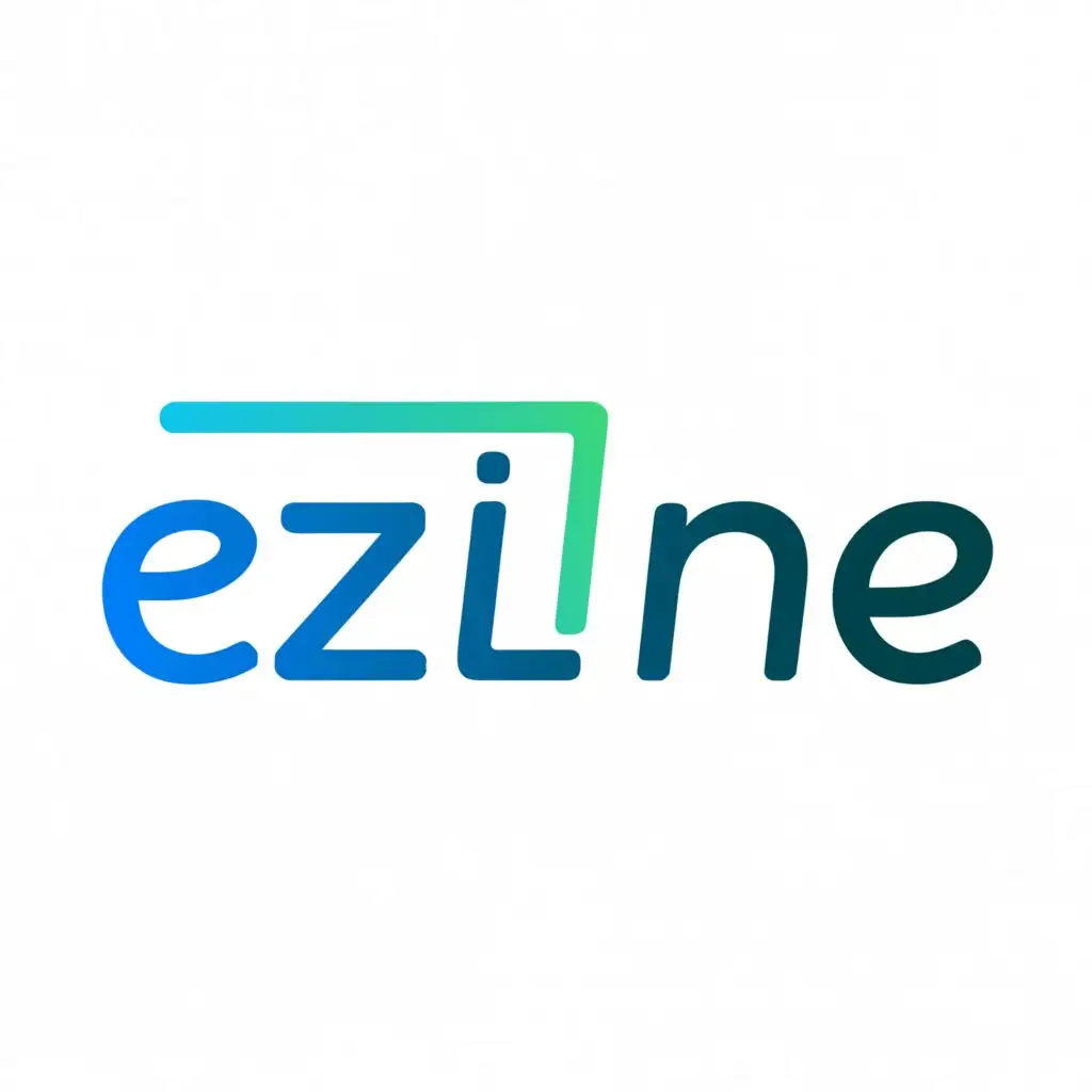 logo, Create a clean and modern wordmark logo for "Eziline", with sleek, futuristic typography that represents the company's focus on graphics design and video editing. Incorporate a subtle, abstract graphic element that symbolizes innovation and creativity. Use a cool-toned color palette of blues and greens to convey trust and professionalism against a white background., with the text "Eziline", typography, be used in Technology industry