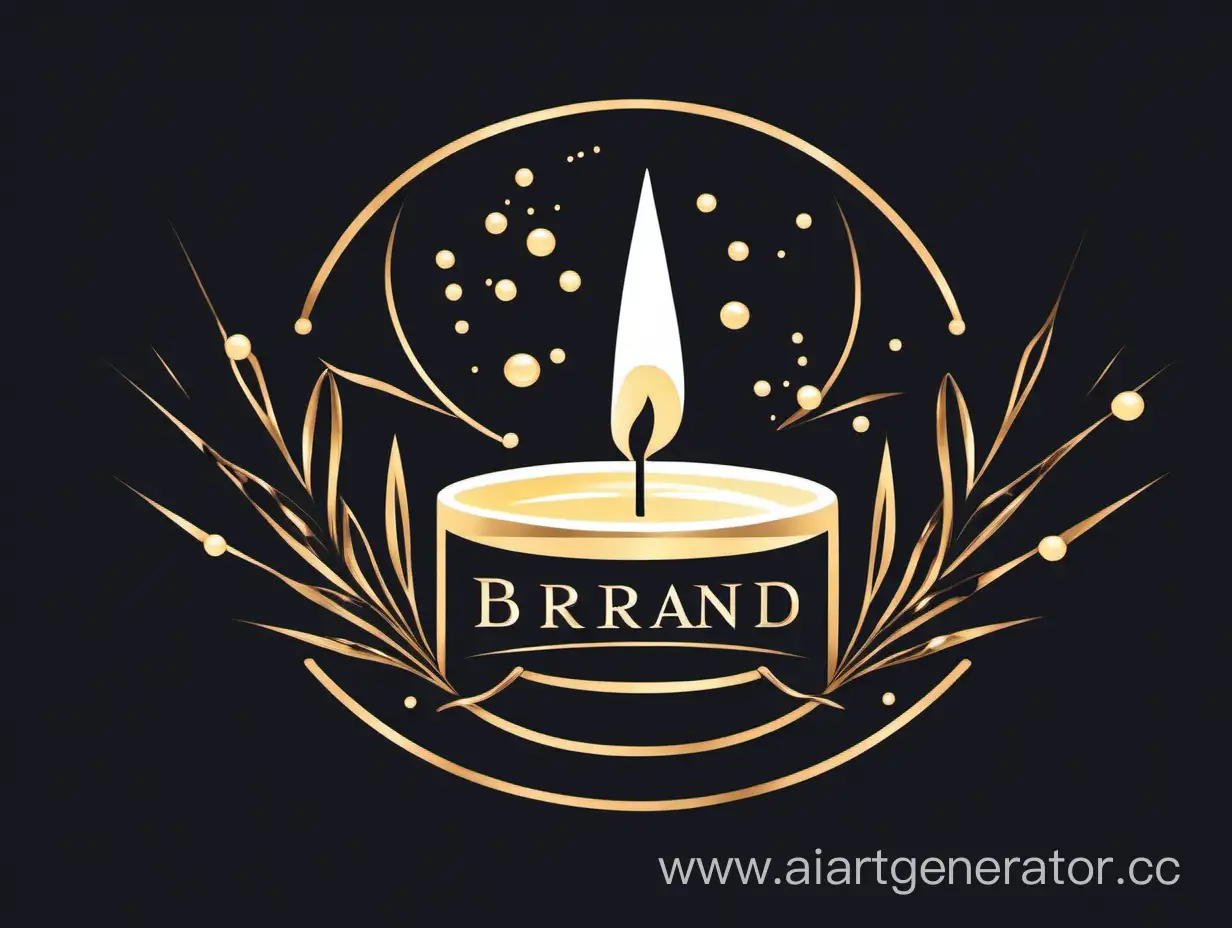 Luxurious-Brand-Logo-Elegant-Candle-and-Needle-with-Exquisite-Caviar-on-a-Dark-Background