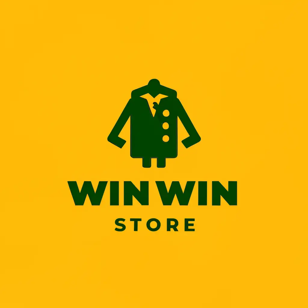 a logo design,with the text "Win Win Store", main symbol:Clothing, Green,Yellow,Moderate,be used in Retail industry,clear background