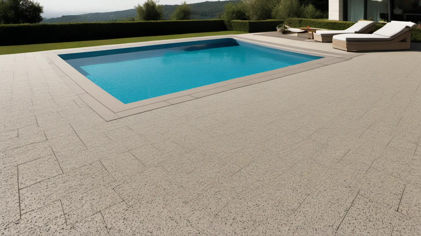 Luxurious Outdoor Terrace Pool with Resin Stone Granulate Floor Covering