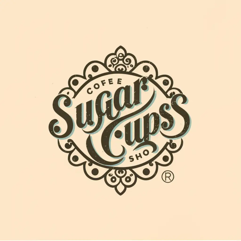 a logo design,with the text "SugarCups", main symbol:a circular coffee shop logo with islamic design,complex,clear background