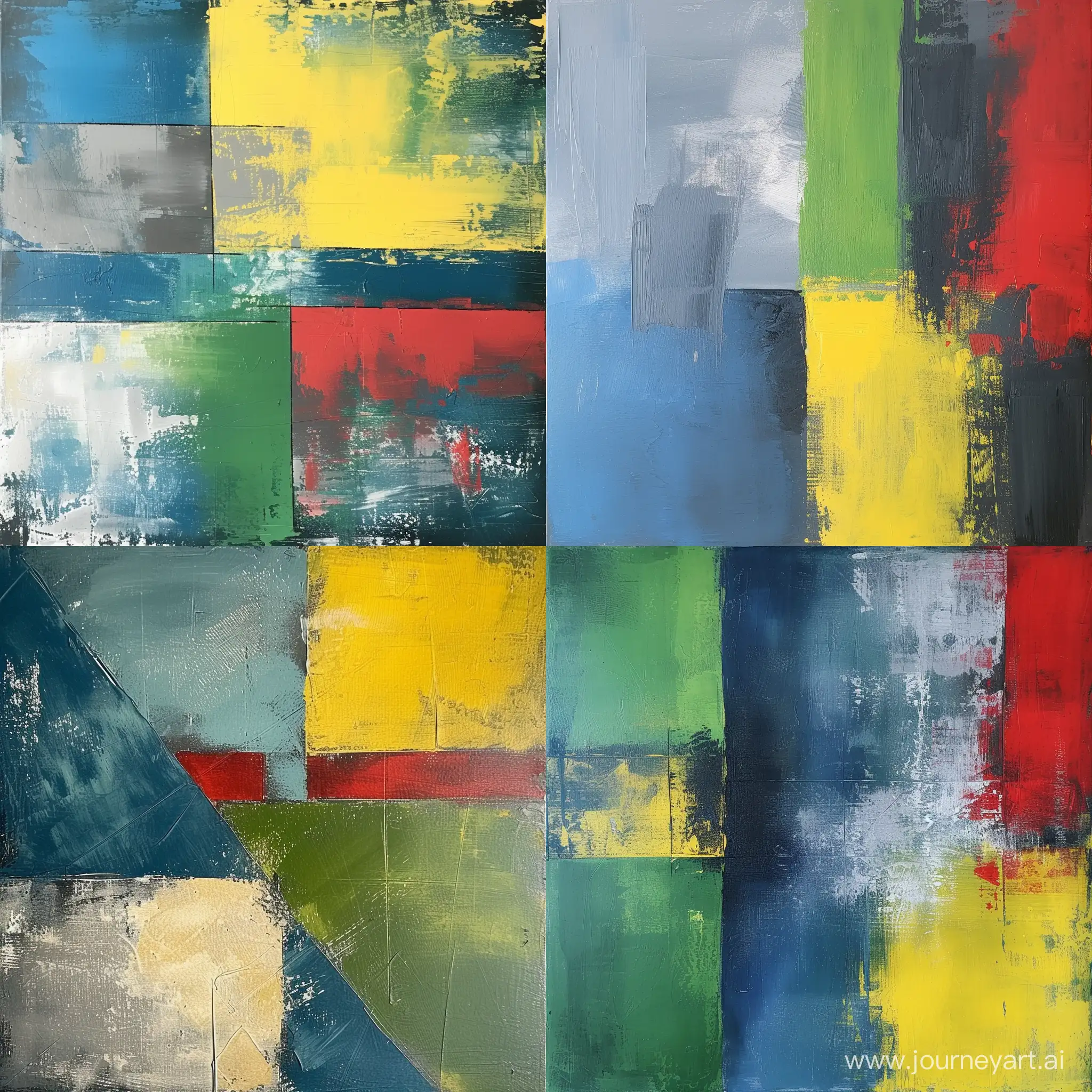 abstract (5) colors blue green ,gray, yellow, red