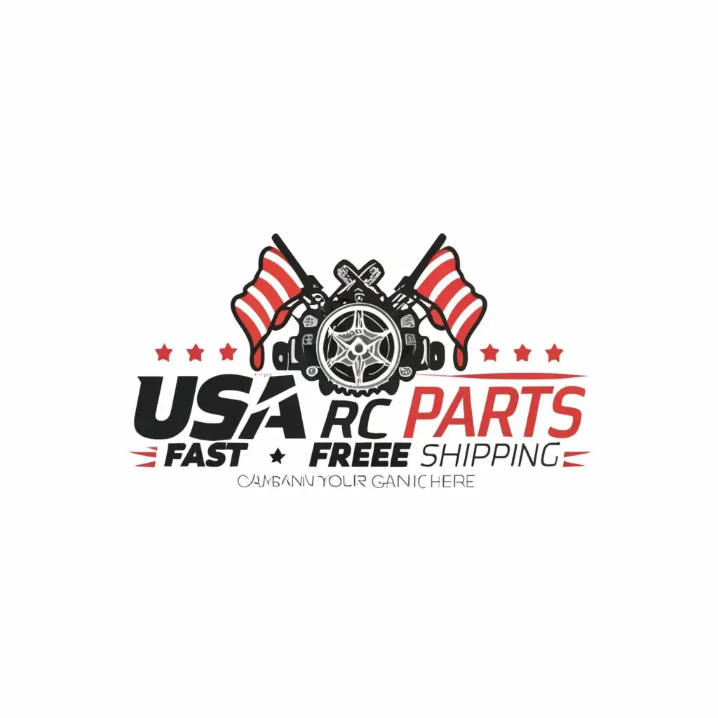 LOGO-Design-for-USA-Rc-Parts-Fast-Free-Shipping-American-Flag-with-RC-Car-Symbol