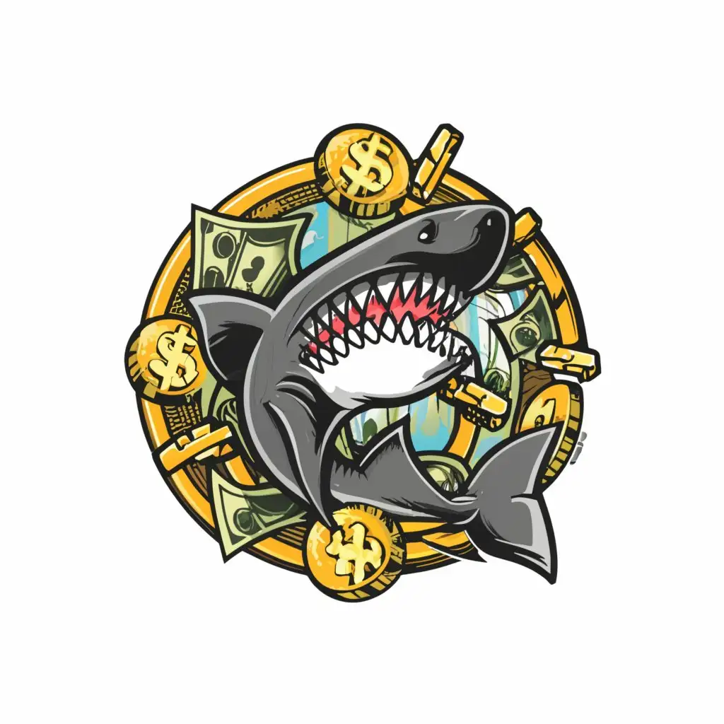 a logo design,with the text "money with shark", main symbol:I need a shark with money around it,Moderate,clear background