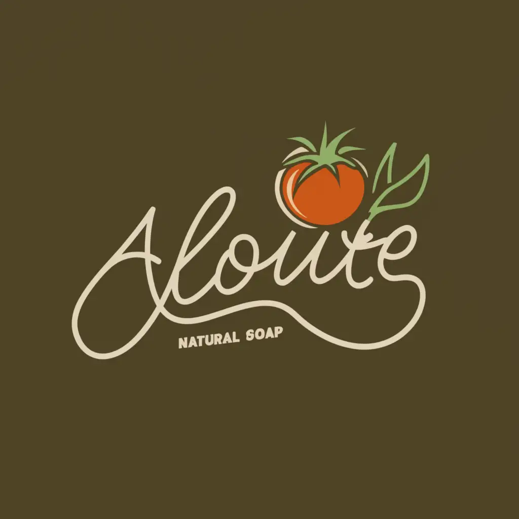 a logo design,with the text "Alouxe", main symbol:Tomato and aloe Vera soap,Moderate,clear background