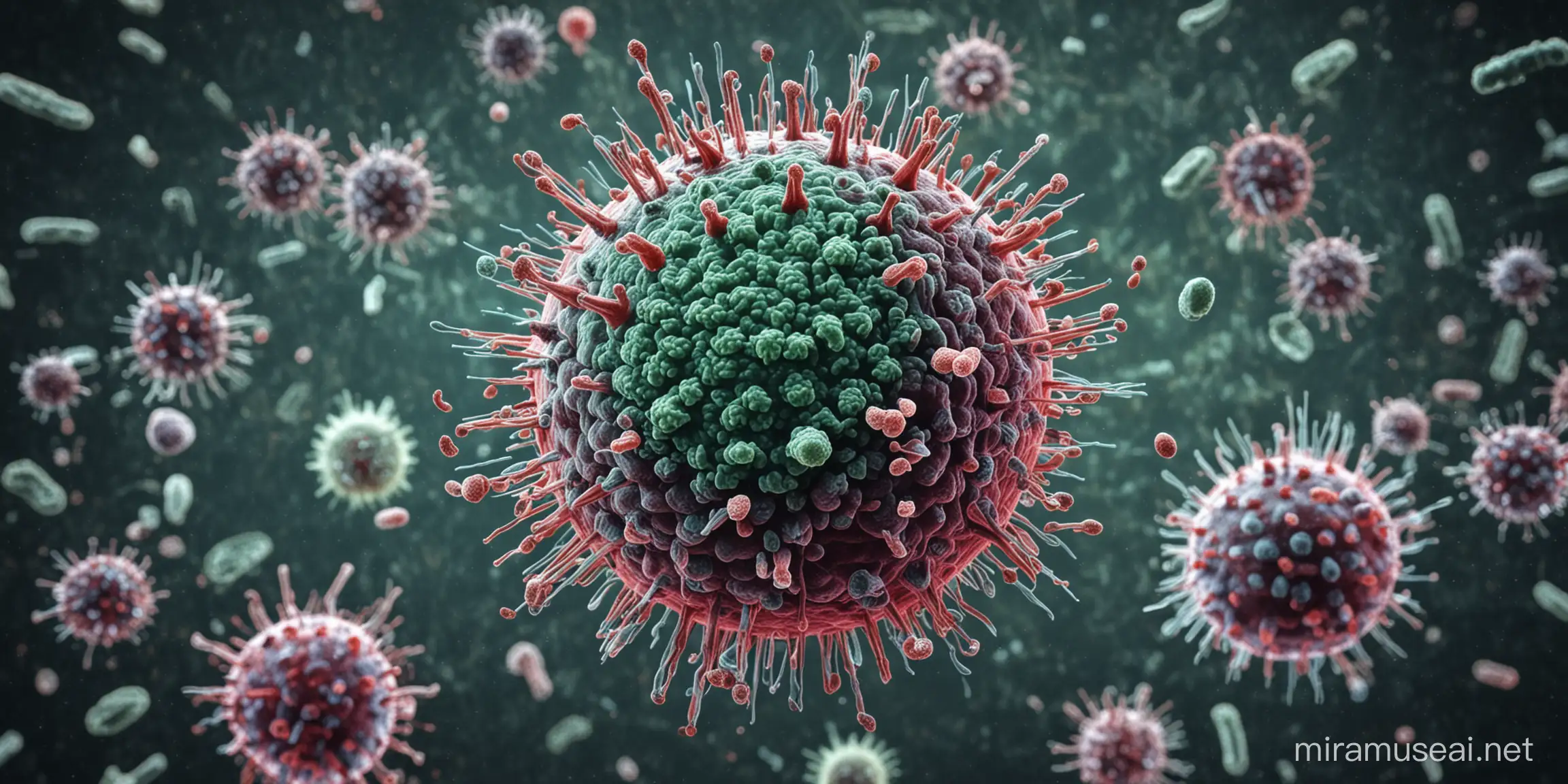 Microscopic Battle Bacteria versus Virus in a Biological Struggle